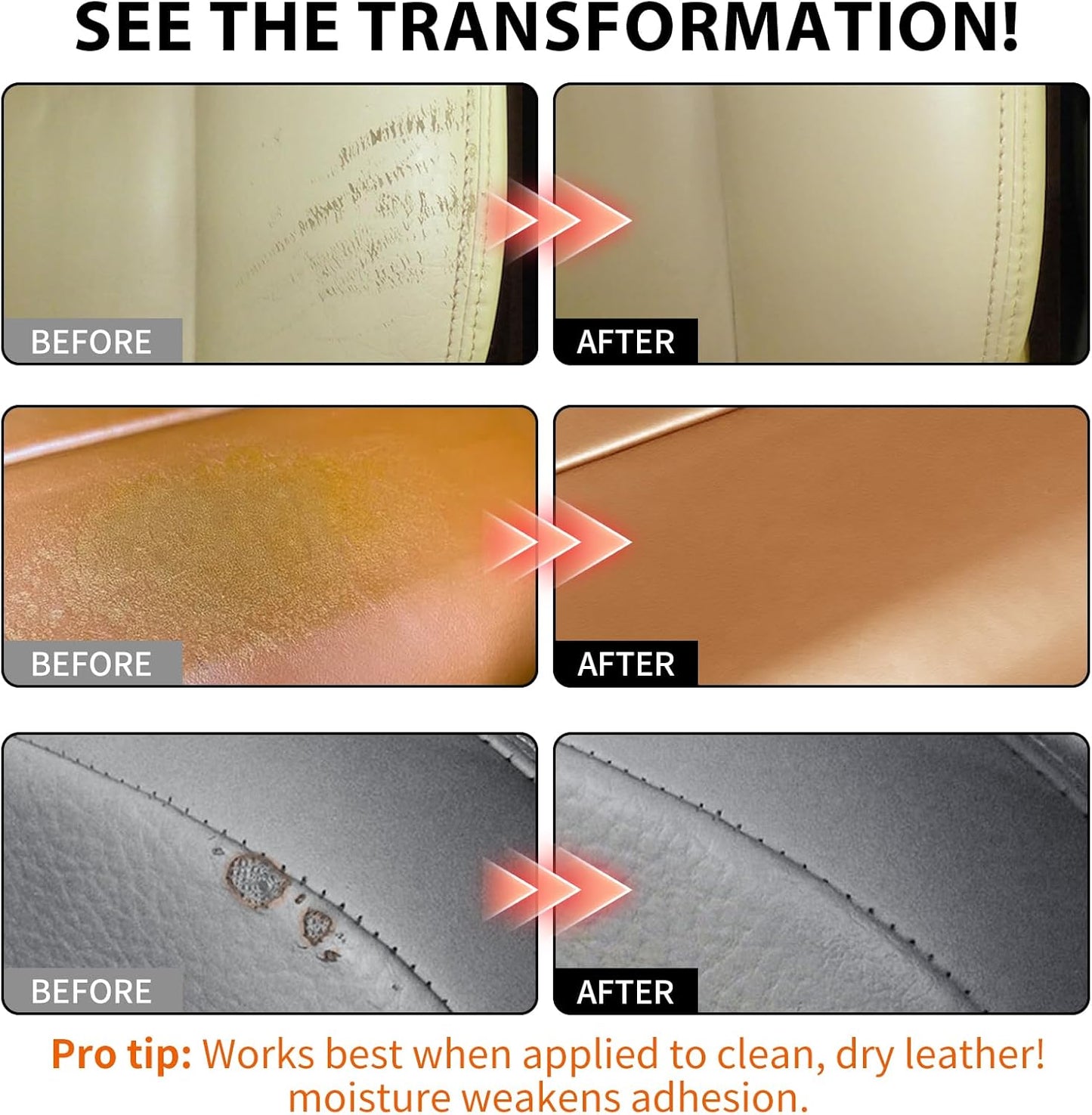 Leather Repair Kit,Car Seats, Sofa,Jacket & Purse - Repairs Burn Holes,Scratches,Tears - Restores Faux,Vinyl,Artificial and Real Leather (Ten Colors)