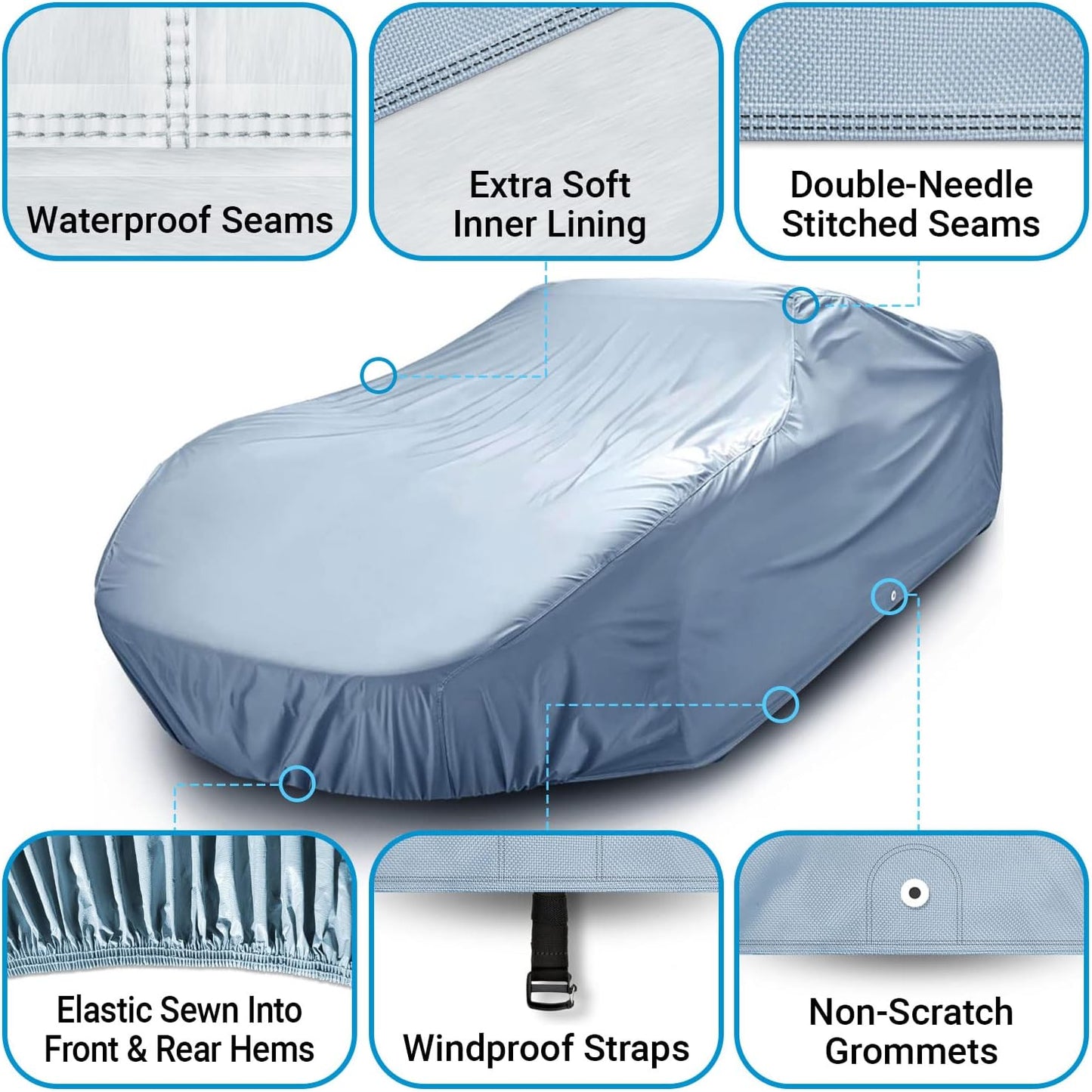 iCarCover Premium Car Cover for 1982-1991 Pontiac 6000 2-Door, 4-Door Heavy Duty Waterproof All-Weather Automobiles Custom Fit Indoor Outdoor UV Snow Protection Covers with Straps and Bag