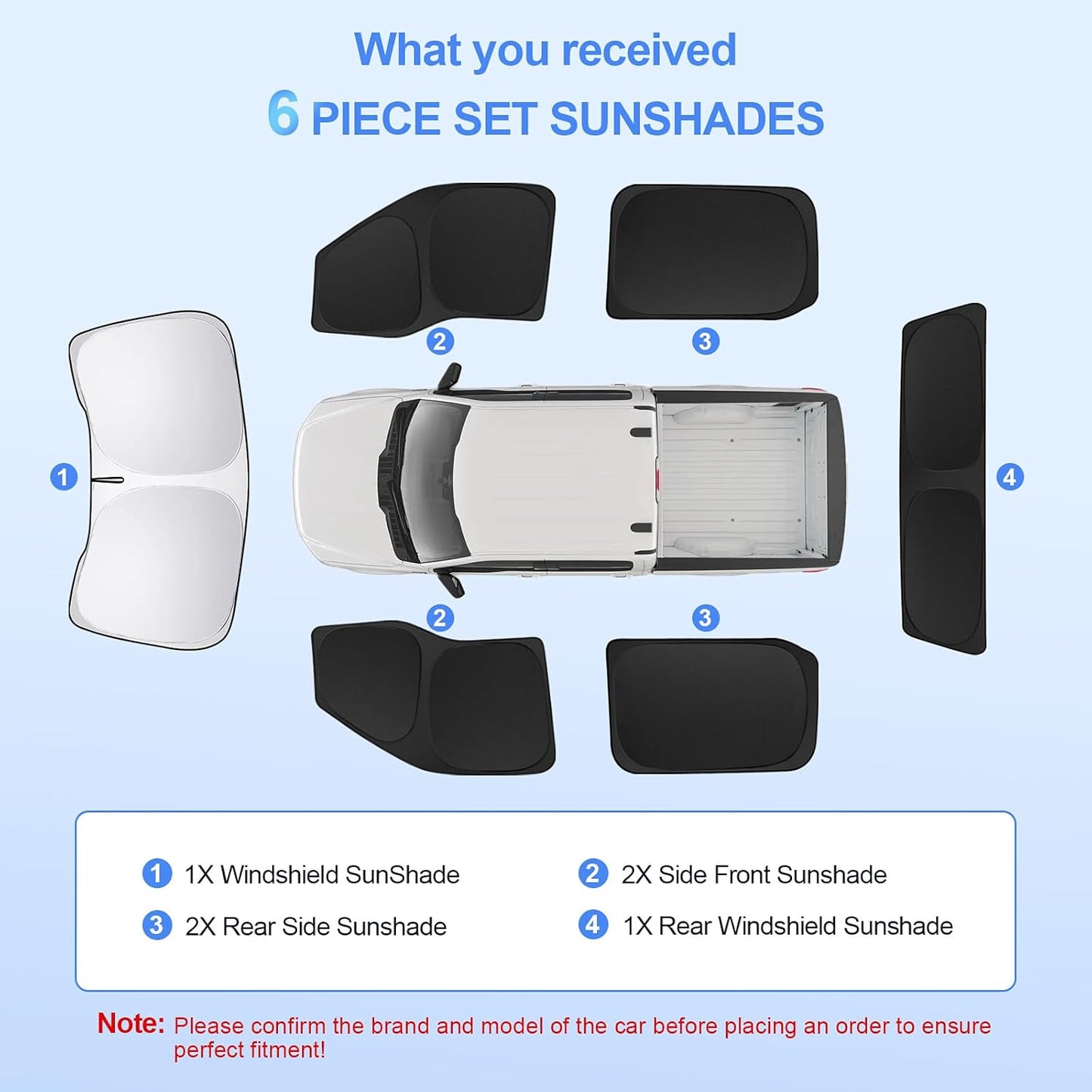6pcs Car Window Shades for Ford F150 4Door 2021-Present Accessories,Windshield Side Rear Full Sunshade,Sun Visor UV Blocking, Privacy Protection and Blackout for Camping Outdoor