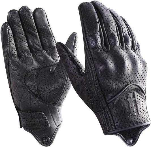 Harssidanzar Leather Motorcycle Gloves for Men Touchscreen GM028