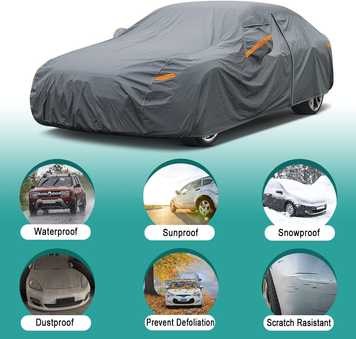 Premium Car Cover Custom Fit Nissan Sentra (2000-2025), 16 Layers Heavy Duty Car Cover Waterproof All Weather with Zipper Door for Sun Rain Snow Dust Uv Protection