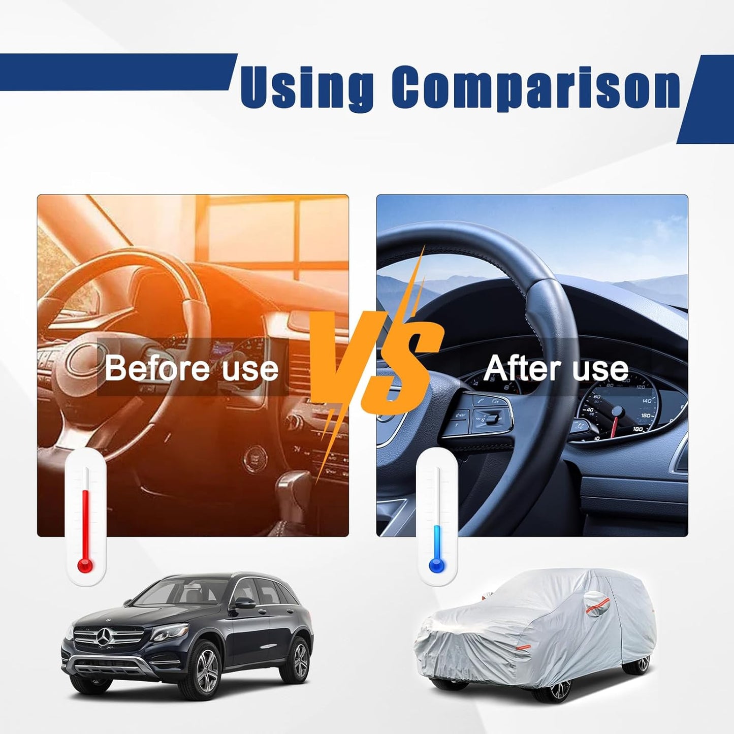 Kayme 6 Layers SUV Car Cover Custom Fit for Ford Edge（2013-2025） Waterproof All Weather for Automobiles, Outdoor Full Cover Rain Sun UV Protection.Silver