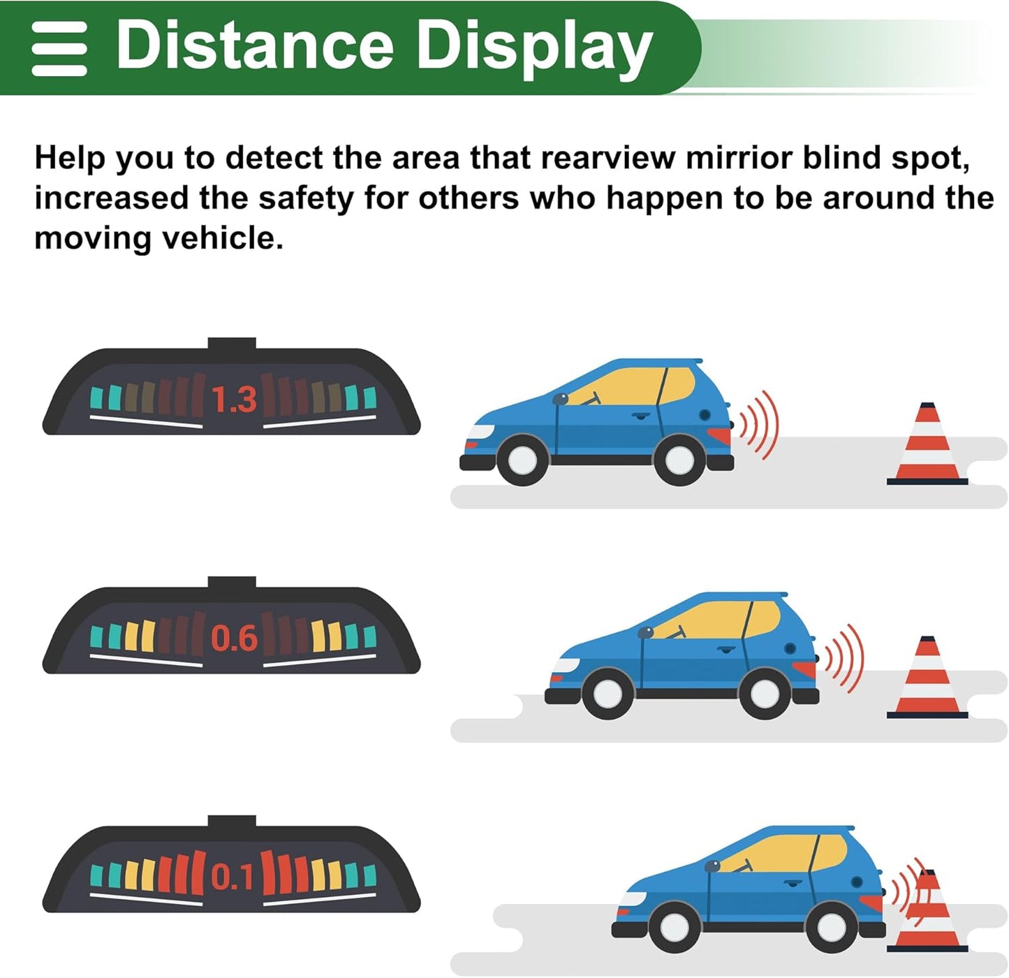 Motoforti Universal Car Auto Vehicle Reverse Backup Radar System Reverse Parking Sensors Alarm Buzzer Reminder Distance Detection Black 4Parking Sensors