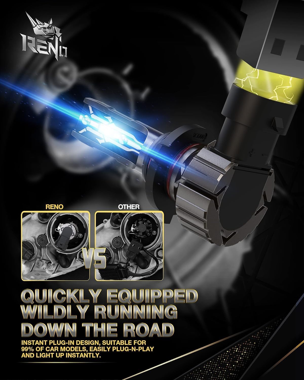 RENO 9005 Bulb, 9005 Fog Lights Bulb, 9005 Light Bulbs Fanless In Line Car Fog Bulb Plug and Play, Pack of 2