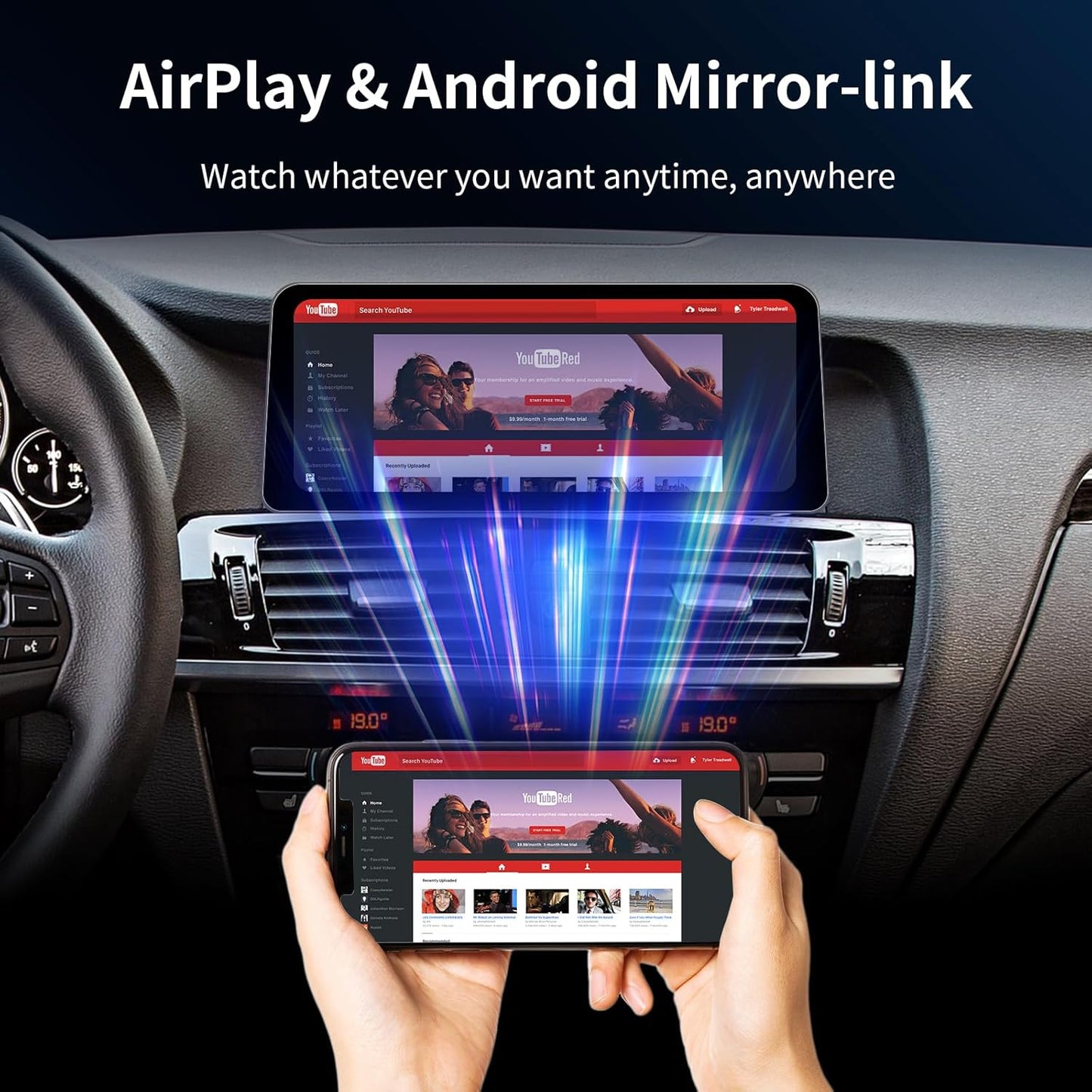 Wireless CarPlay/Android Auto 12.3 Inch Touchscreen for BMW 5 Series F10/F11 (2012-2016) with NBT System, Car Radio Receiver, Multimedia, Bluetooth, Car Stereo