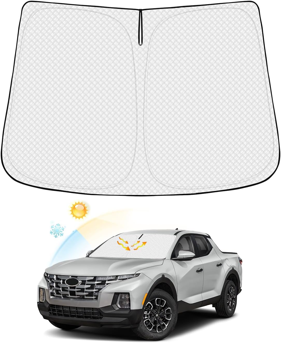 Windshield Sun Shade for Hyun dai Santa Cruz Accessories 2022-2025 2026 Thicken 6-Layer Front Window Sunshade Cover Sun Visor Protector Foldable Block UV Rays Keep Vehicle Cool