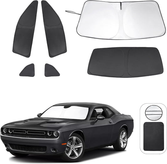 TINGLU Window Shades for Dodge Challenger 2015-2023 (SXT, RT, GT) Accessories Car Side Full Windows Rear Windshield Sun Shade Sun UV Rays & Privacy Protection for Camping,Napping,and Relaxing 6PCS