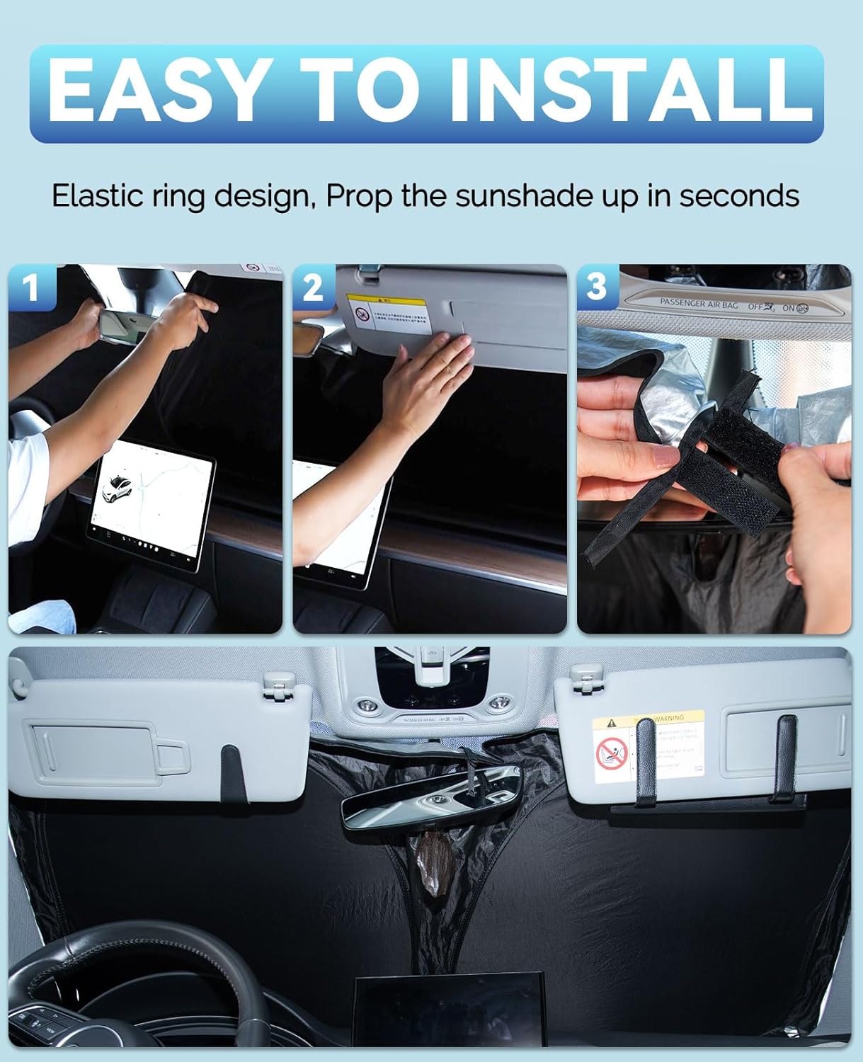 Sun Shade Sunshade for 2021-2023 2024 2025 Audi A3 S3 RS3 Sedan Car Accessories Front Window Shield Custom Fit A3 Windshield Cover Sun Visor Protector Foldable Blocks UV Rays Keep Cooler