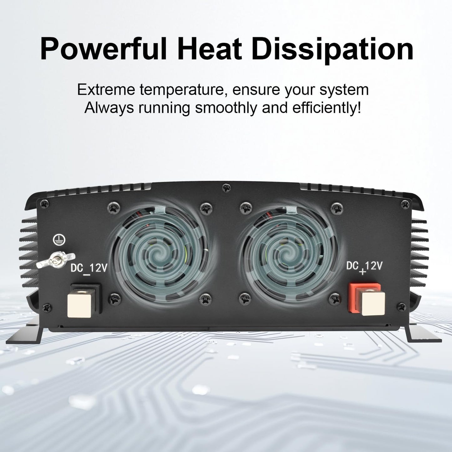 3500 Watt 12v Power Inverter for Vehicles car Truck RV Solar, dc 12v to 110v ac Converter with 4 AC Power Outlets 2 USB Ports LCD Display-3500W