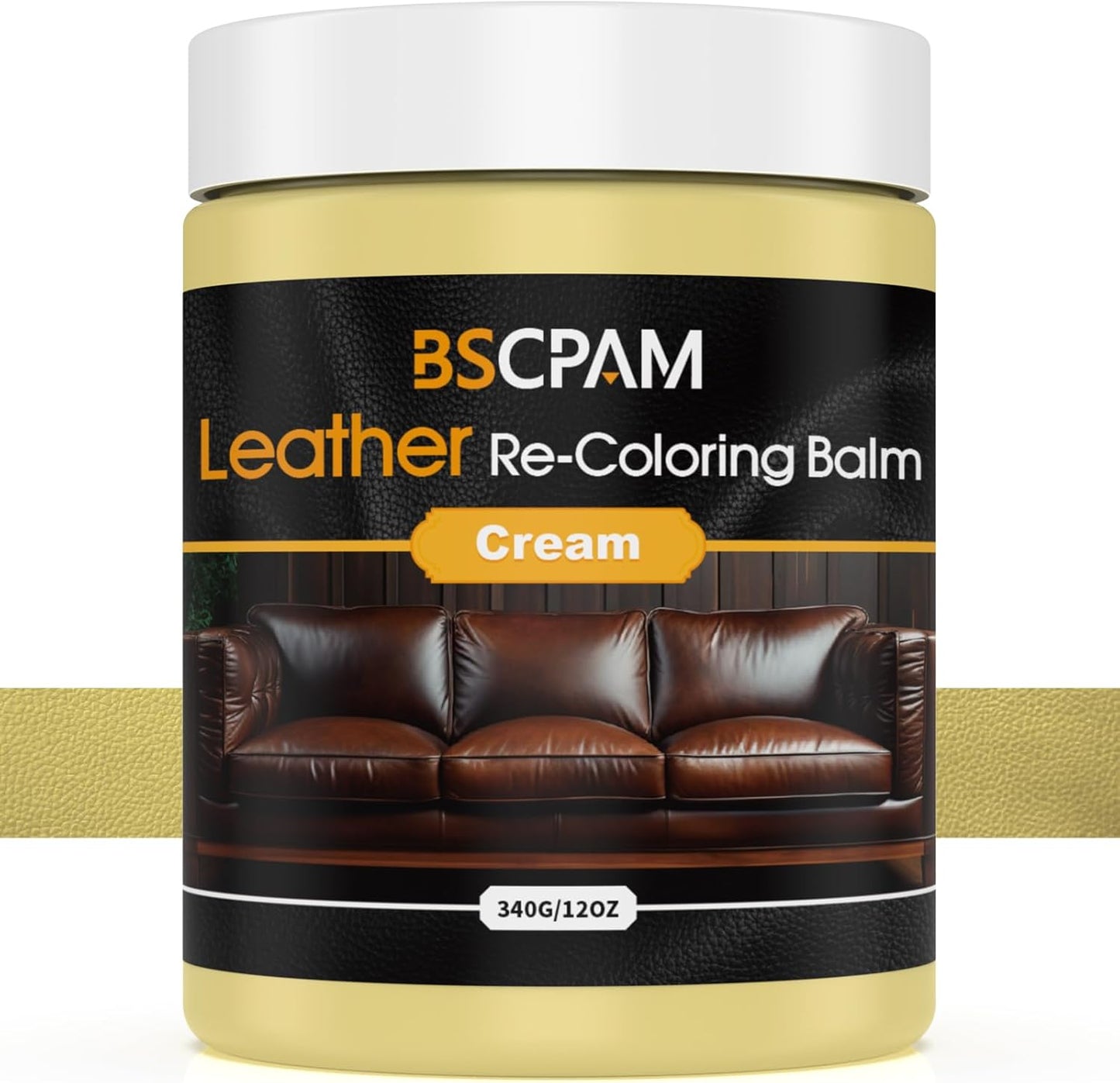 Cream White Leather Recoloring Balm, 12oz Leather Color Restorer for Couches, Leather Repair Kit for Furniture, Leather Dye for Leather Fade, Leather Repair Restore car seat