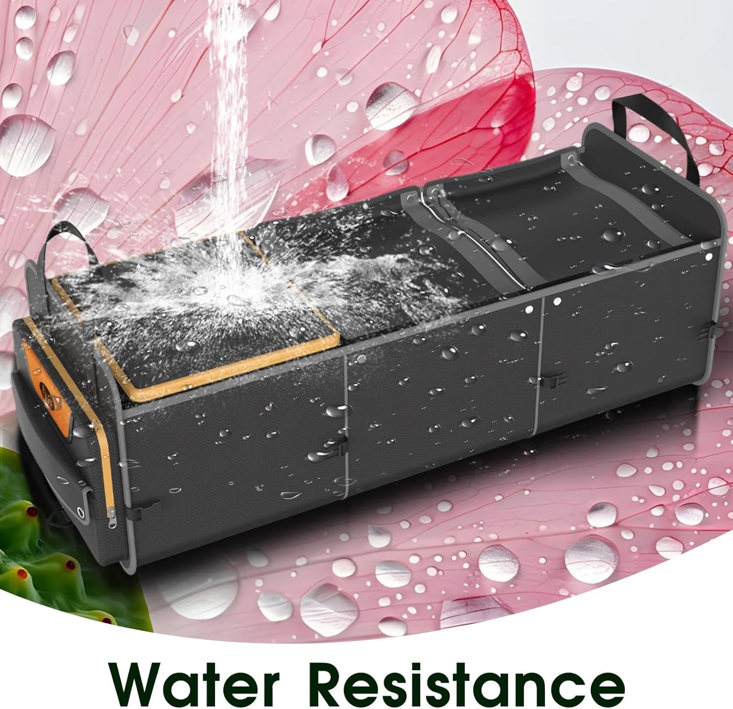 Trunk Organizer, Heavy-Duty Storage for Car & SUV, Foldable Waterproof Car Organizer with Cooler, Collapsible Multi-Compartment Storage, 95L, Black-M003