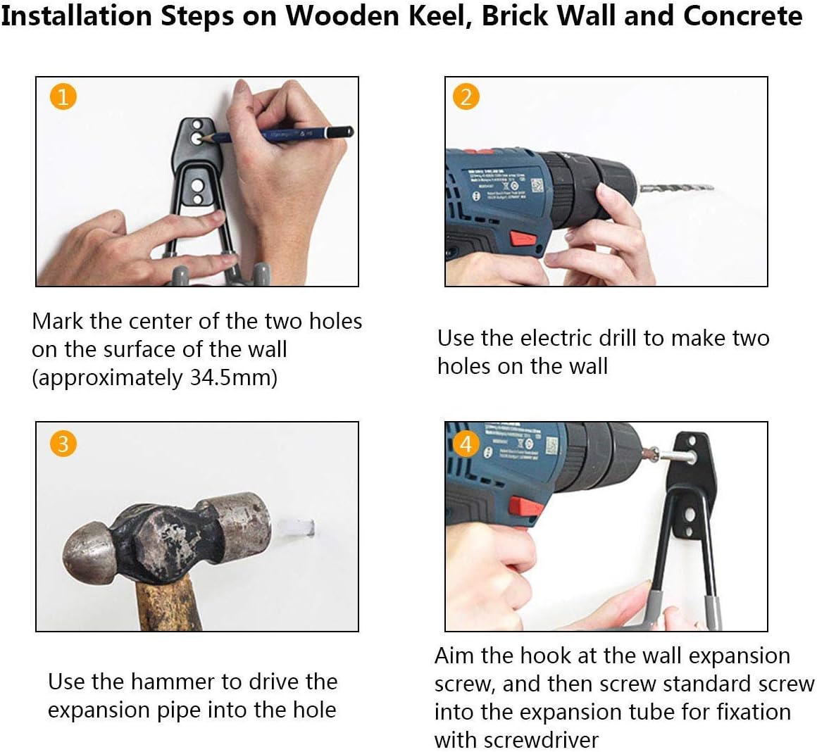 Garage Storage Utility Hooks，Garage Garden Tool Organizer，Steel Wall Mount Hooks, Garden Small U Hooks (6 Pack-Black)