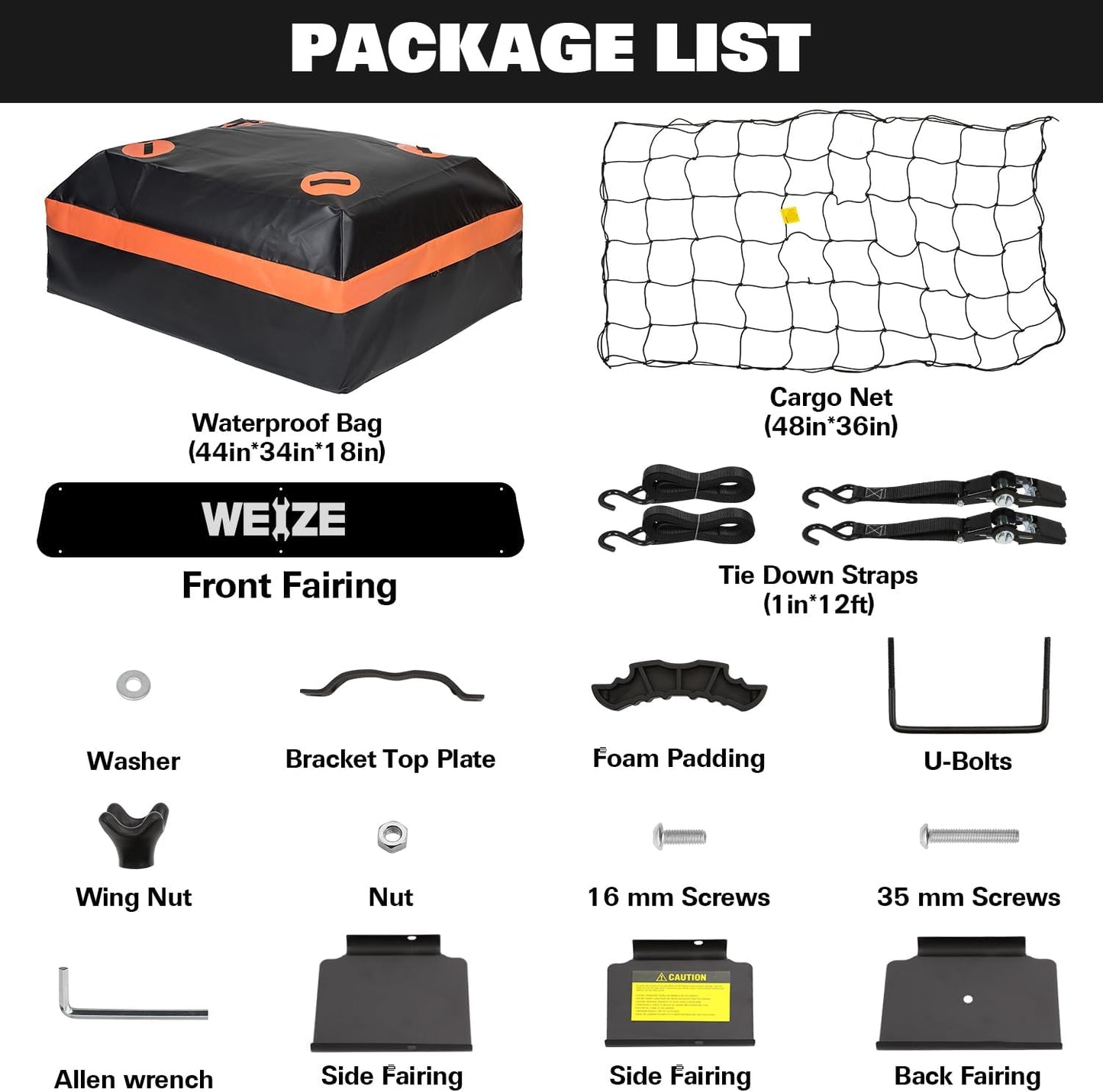 WEIZE 54" x 34" Heavy Duty Roof Rack, Rooftop Cargo Carrier Basket with Waterproof Bag, Tie Down Strap, Net, Rack Extension and Car Top Luggage Holder for SUV, 200lb Capacity, Steel Construction