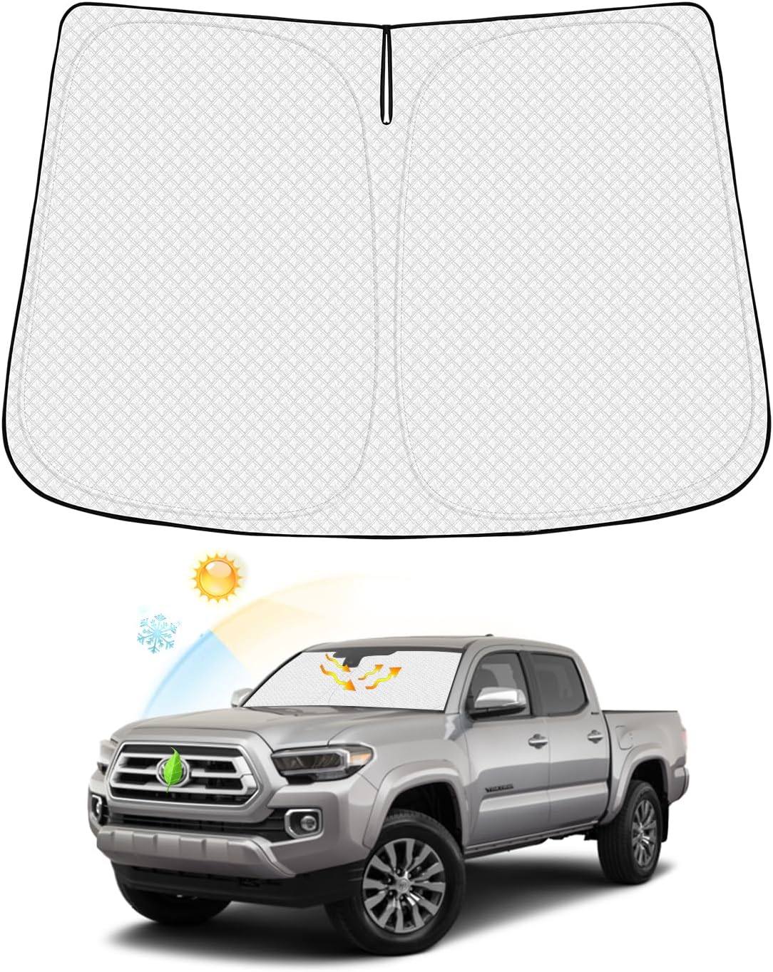 Windshield Sun Shade for 2016-2025 2026 Toyota Tacoma Accessories Thicken 6-Layer Foldable Front Window Sunshade Cover Sun Visor Protector Block UV Rays Keep Vehicle Cool