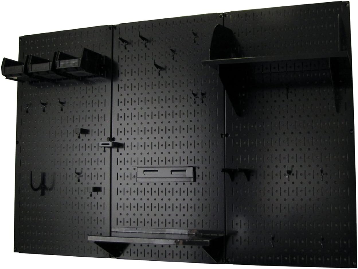 Wall Control Pegboard Organizer 4 ft. Metal Pegboard Standard Tool Storage Kit with Black Toolboard and Black Accessories