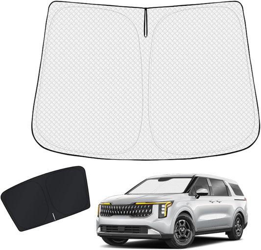 KUST Windshield Shade Custom Fit for Kia Carnival 2022-2024 2025 2026 Sun Shade Front Windshield Sun Visor Foldable Thicker 5-Layer Block Heat and Sun UV Rays