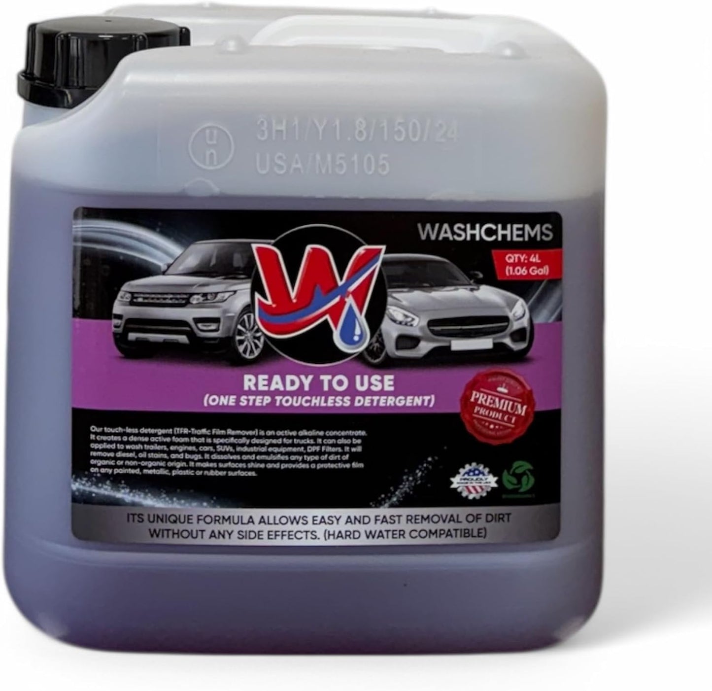 Foam Cannon Ready to Use - Touchless Car Wash Shampoo (1 Gallon, 128 oz) – No Mixing Ratio Required - Commercial Grade Auto Cleaner – Great for Cars, Trucks, Motorcycles, Mopeds, ATVs - Wash Chems (1)