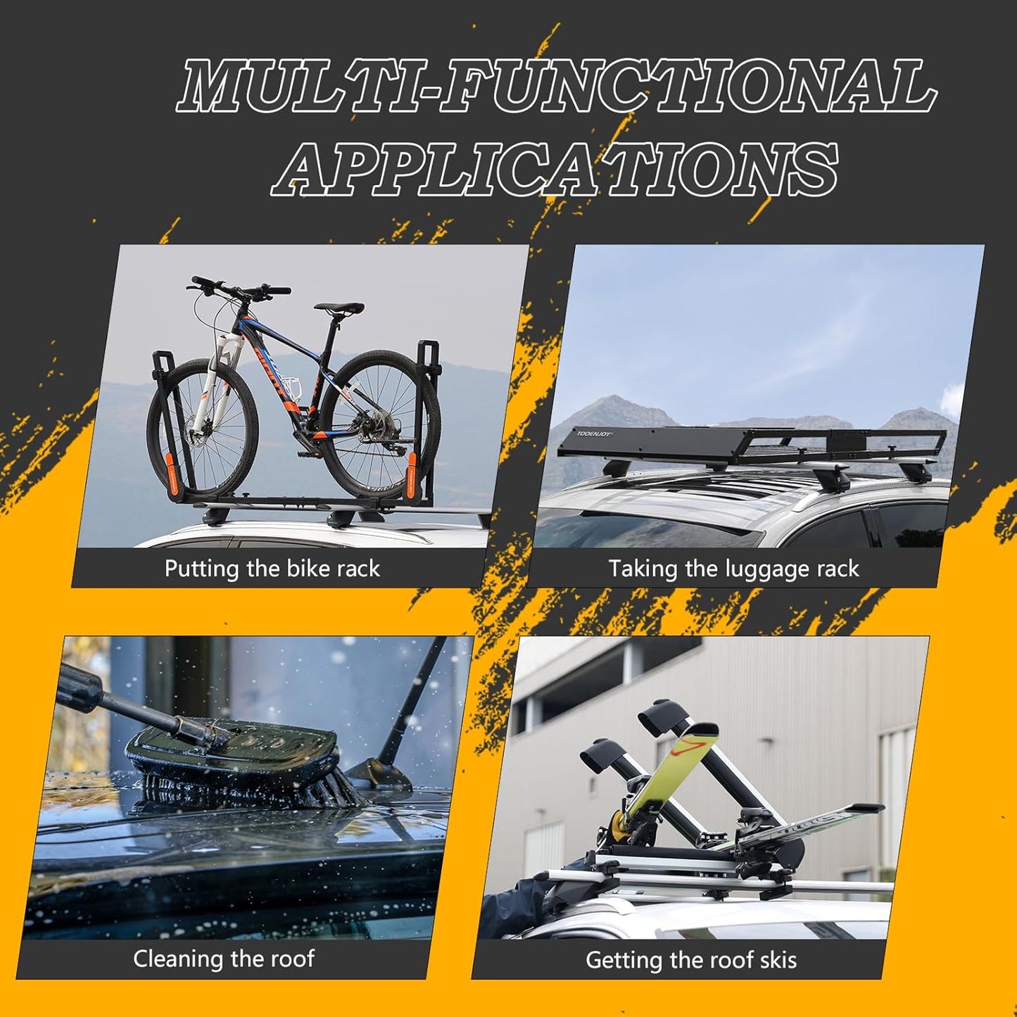 COWVIE Foldable Car Door Step Stand Pedal - Access to Vehicle's Top Roof Both Feet Stand Pedal Ladder for Most SUV Truck Jeep Black