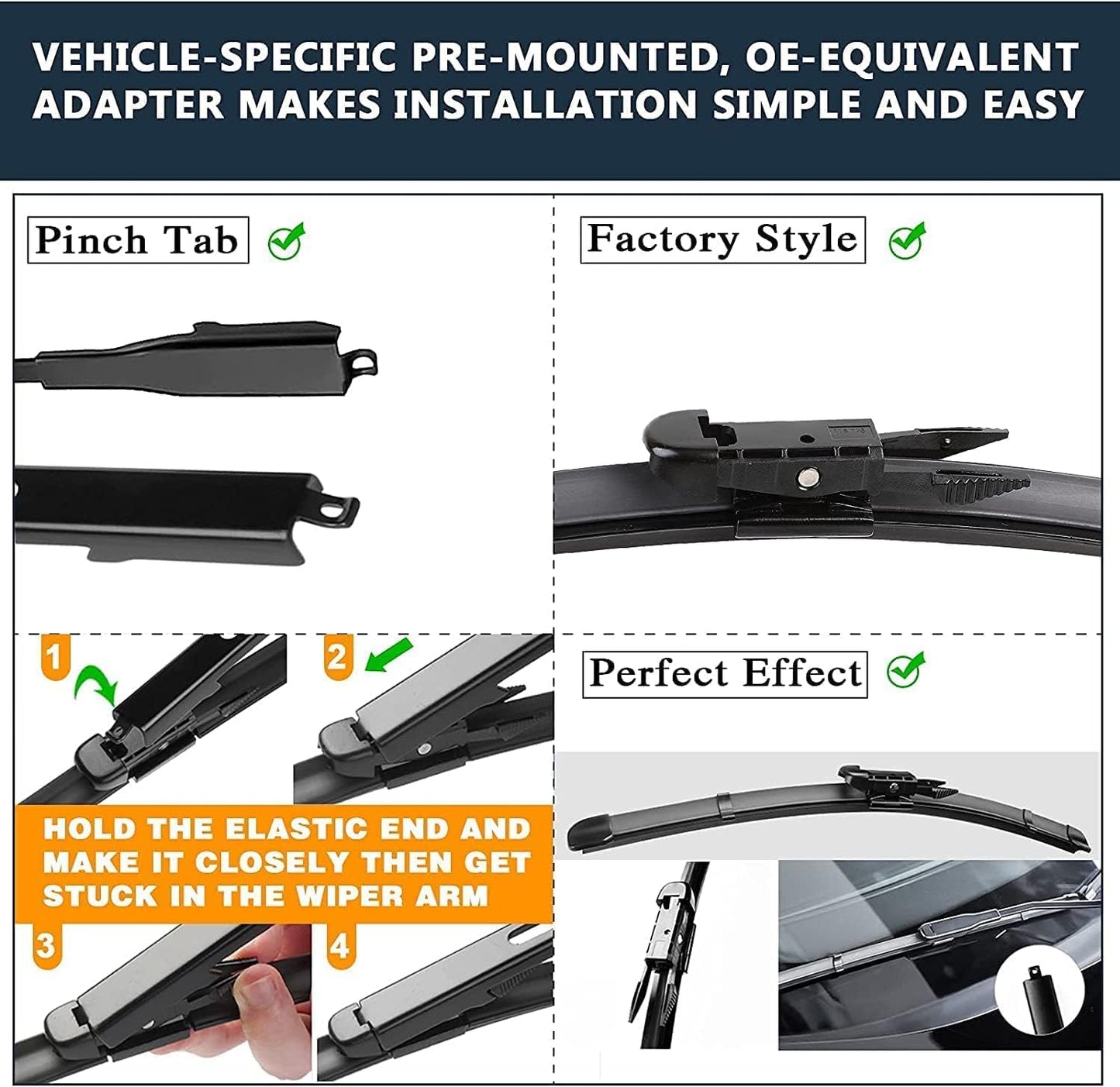 AUTOBOO 28"+28" Windshield Wipers with 11" Rear Wiper Blade Replacement for Ford Escape 2013-2019 -Original Factory Quality (Pack of 3)