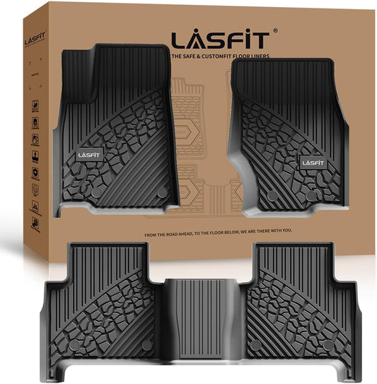 LASFIT Floor Mats for Jeep Grand Cherokee 2022-2025 5-Seat (Include 4xe, NOT for L) All Weather TPE Custom Fit Car Mats Floor Liners 1st & 2nd Row, Black