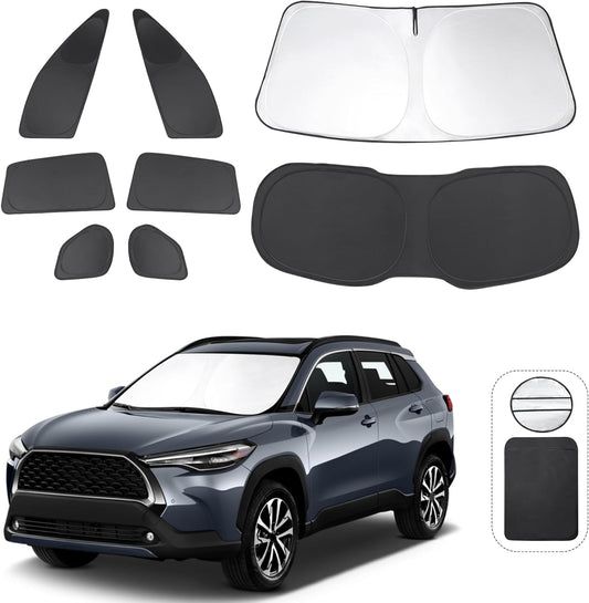 TINGLU Window Shades for Toyota Corolla Cross 2022-2024 2025(Not for Corolla) Accessories Car Side Full Windows Rear Triangular Windshield Sun Shade Sun UV Rays & Privacy Protection for Camping 8PCS