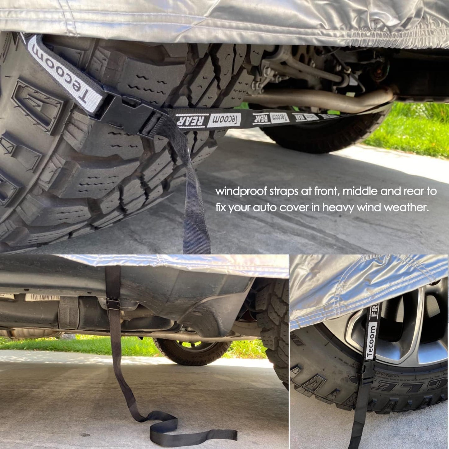 Tecoom Waterproof Sedan Car Cover Oxford W/Door Zipper, All Weather Car Cover for Automobiles, UV-Proof Windproof Hail Sun Snow Protection Indoor Outdoor Full Exterior Covers Fit 201-210 Inches