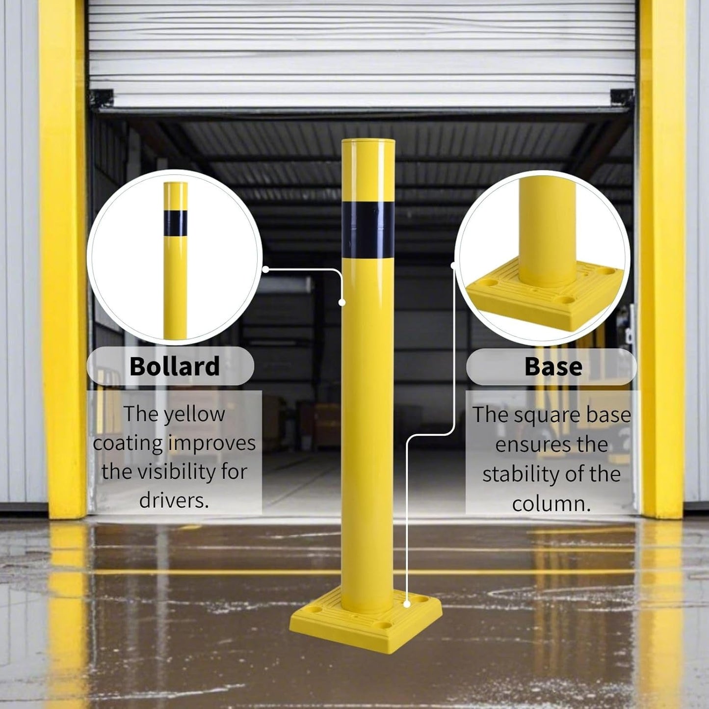 4 Pack 4" Diameter SpringBack Safety Bollard Post with 4 Anchor Bolts for Parking Garage, Warehouse, Driveway & Outdoor Use (36"H 4Pack)