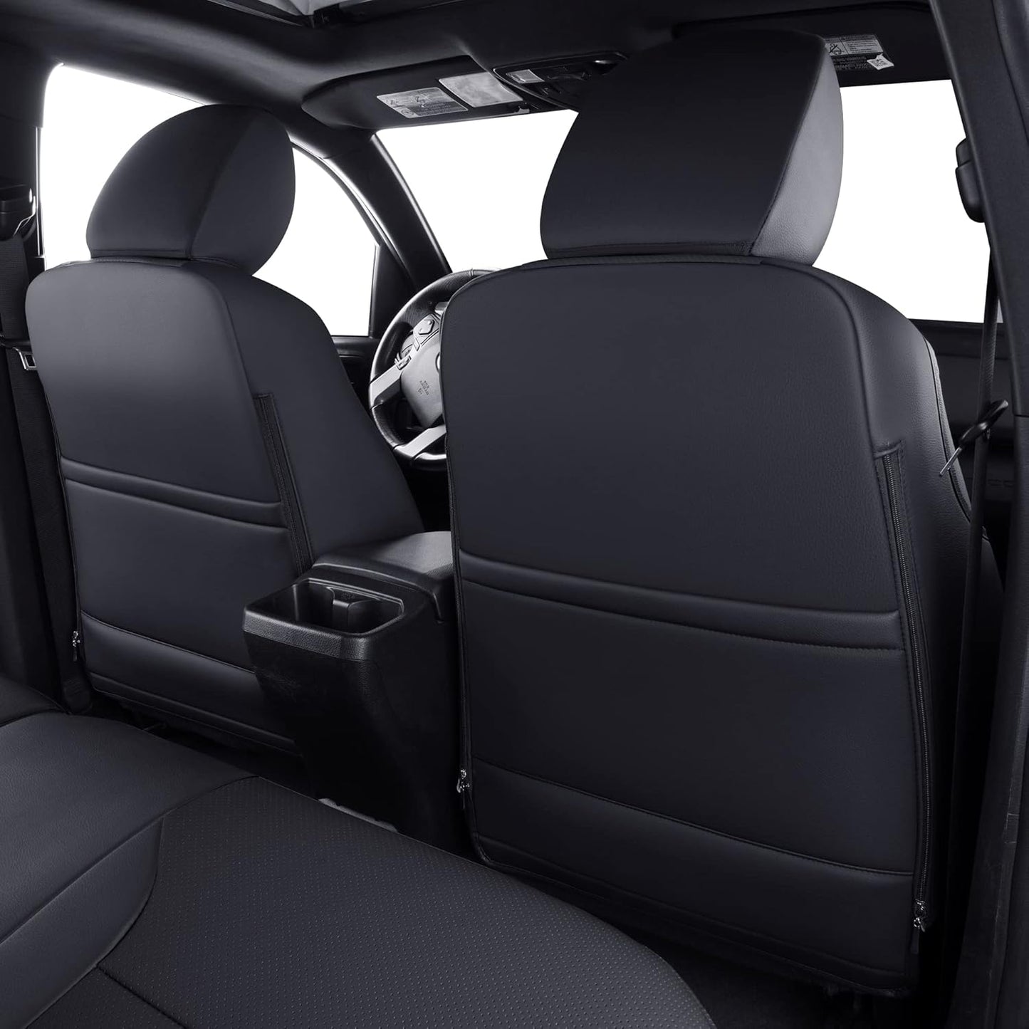 LUCKYMAN CLUB Tacoma Custom Fit Seat Covers for 2016-2023 Tacoma Crew Cab with Faux Leather (Black & Red)