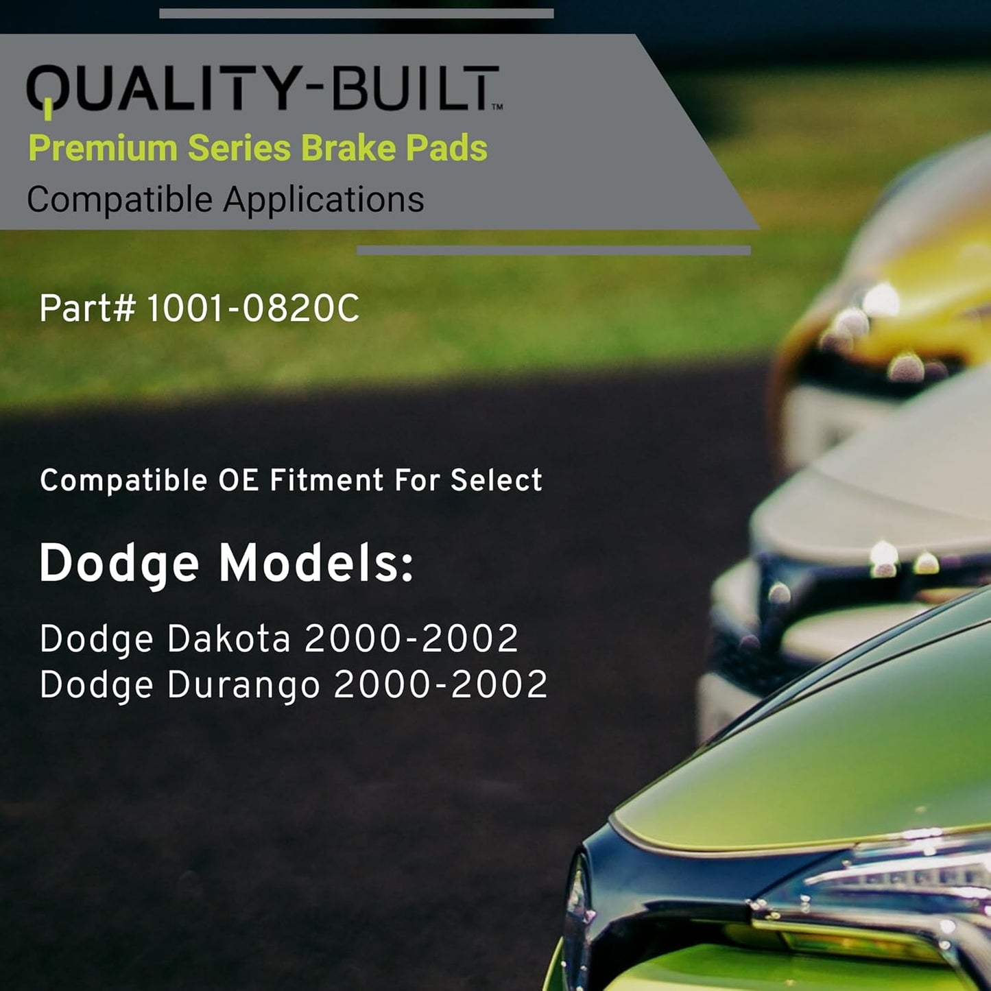 Premium Ceramic Front Brake Pads (1001-0820C) Compatible with Dodge Dakota 2000-2002, Dodge Durango 2000-2002