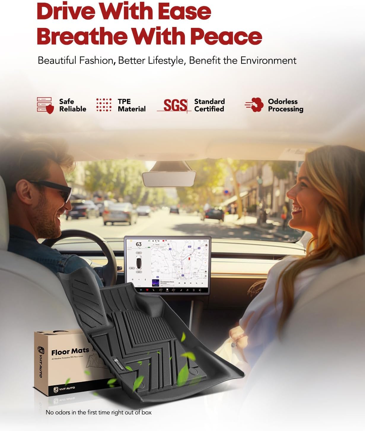 YHTAUTO Floor Mats Fit 2017-2025 Jeep Compass, TPE All Weather Car Mats Waterproof Anti-Slip Odorless Floor Liner, Interior Car Accessories Front & 2nd Row Liner