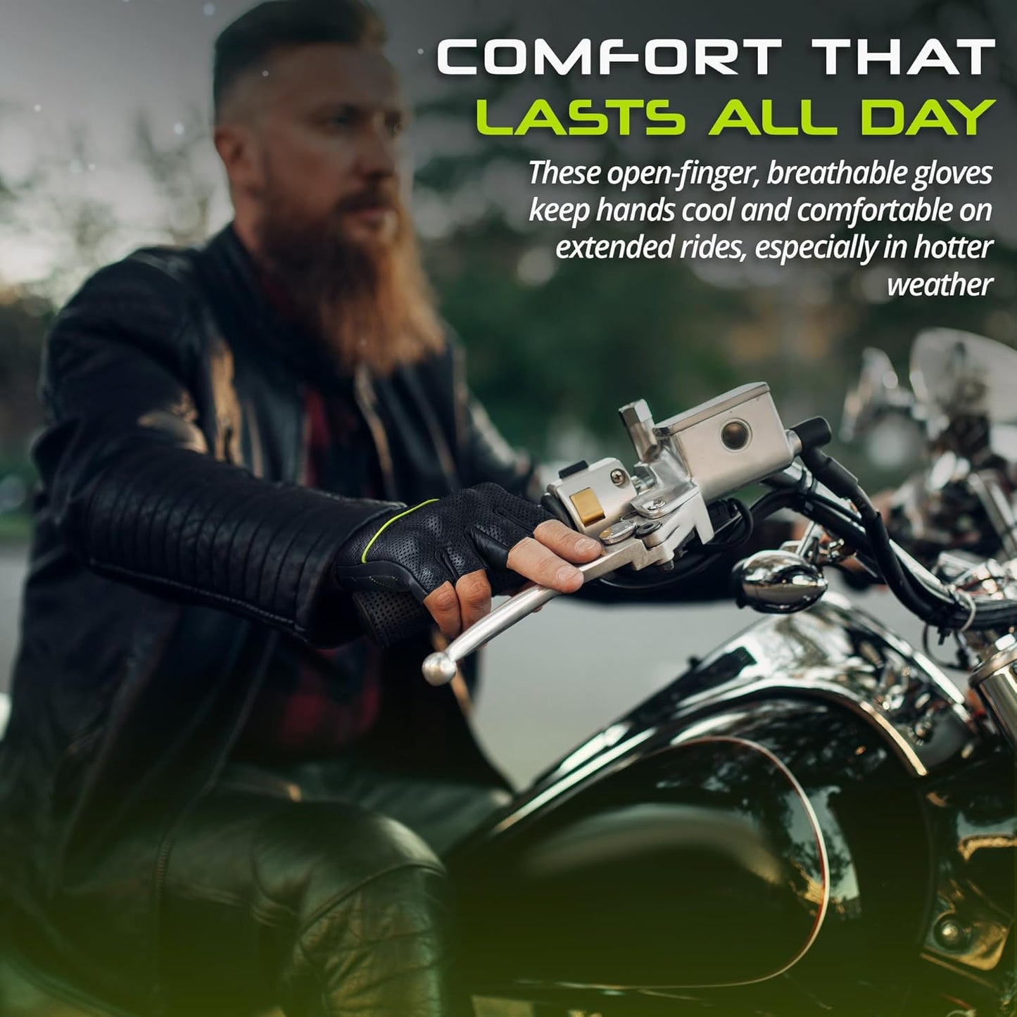 aasportx Motorcycle Gloves - Men's Leather Motorbike Gloves with Touchscreen Function - Non-Slip Pads for Men & Women