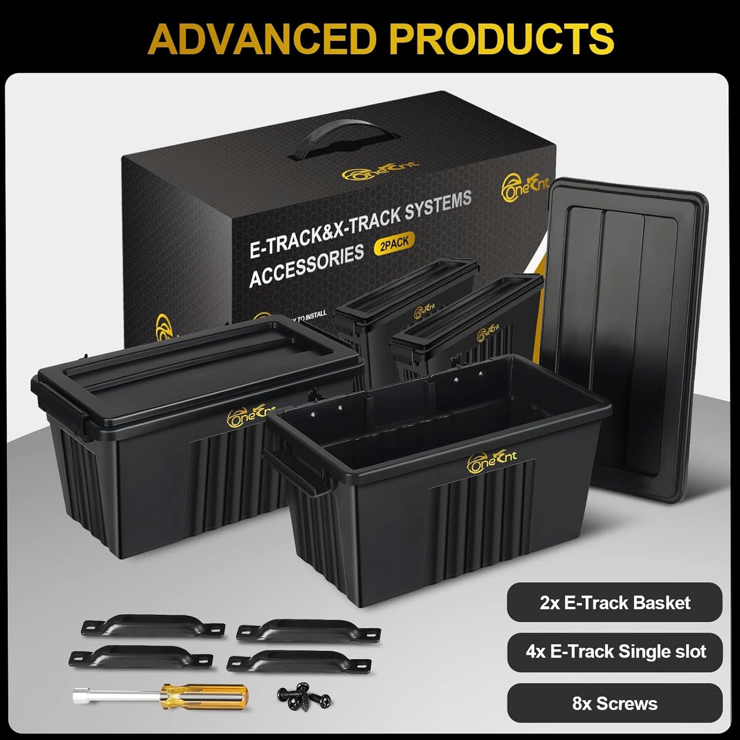 2 Pack E-Track Basket Storage Bin for E Track Accessories for Enclosed Trailer- System to Tool Organizer Workshop, Garage