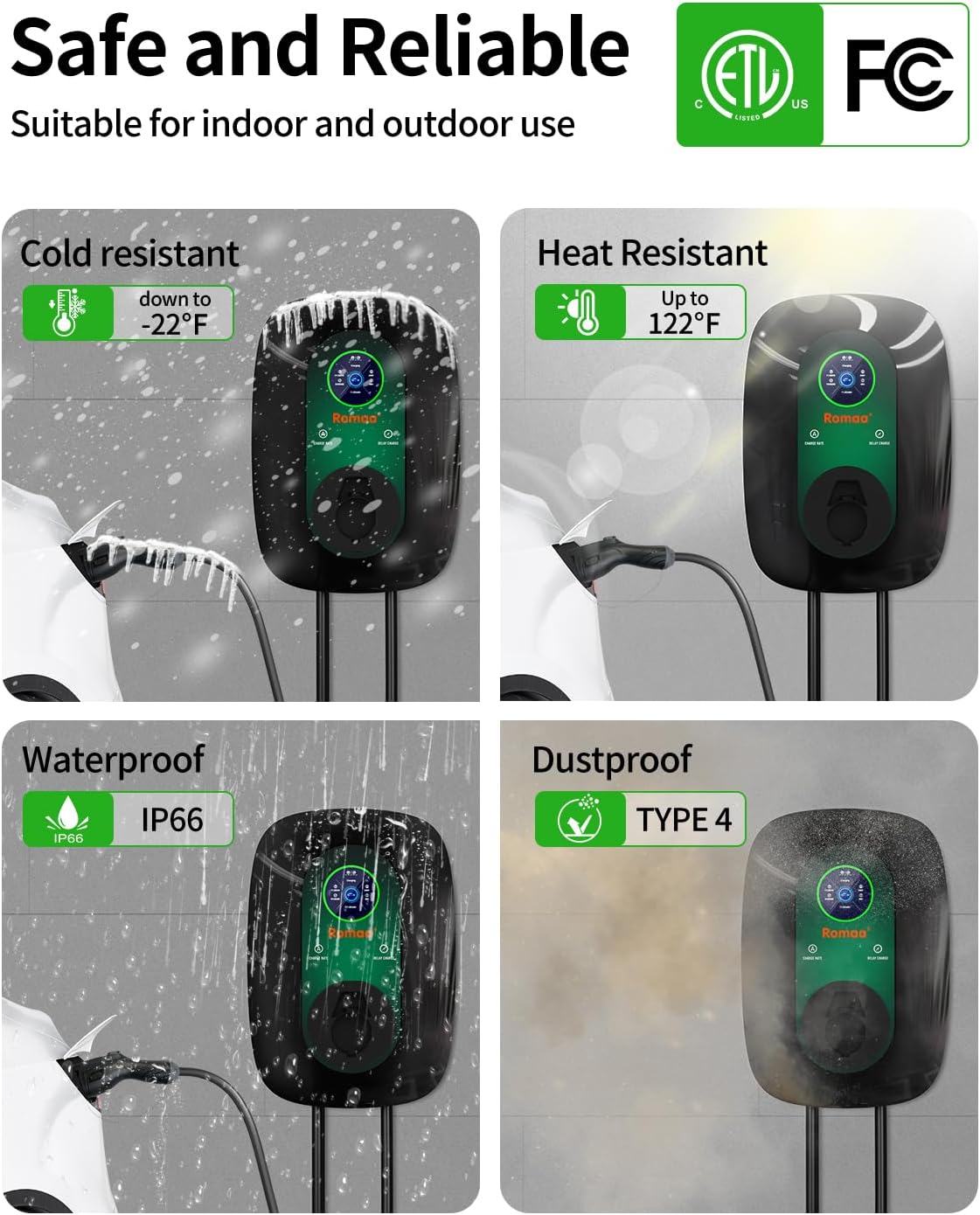 Level 2 EV Charger 40Amp, 240V Electric Vehicle Charging Stations, NEMA 14-50 EVSE J1772 Connector, Smart WiFi Control, 25' Cord Electric Car Charger for Home, ETL FCC
