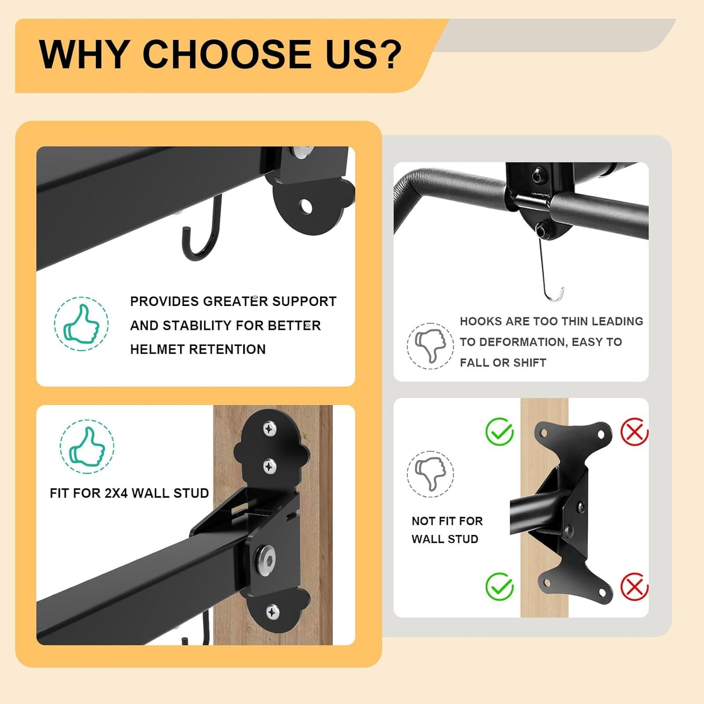 Bike Wall Mount,Horizontal Bicycle Indoor Storage Rack Foldable and Extendable Garage Bike Hanger for Road,Mountain and Hybrid Bikes