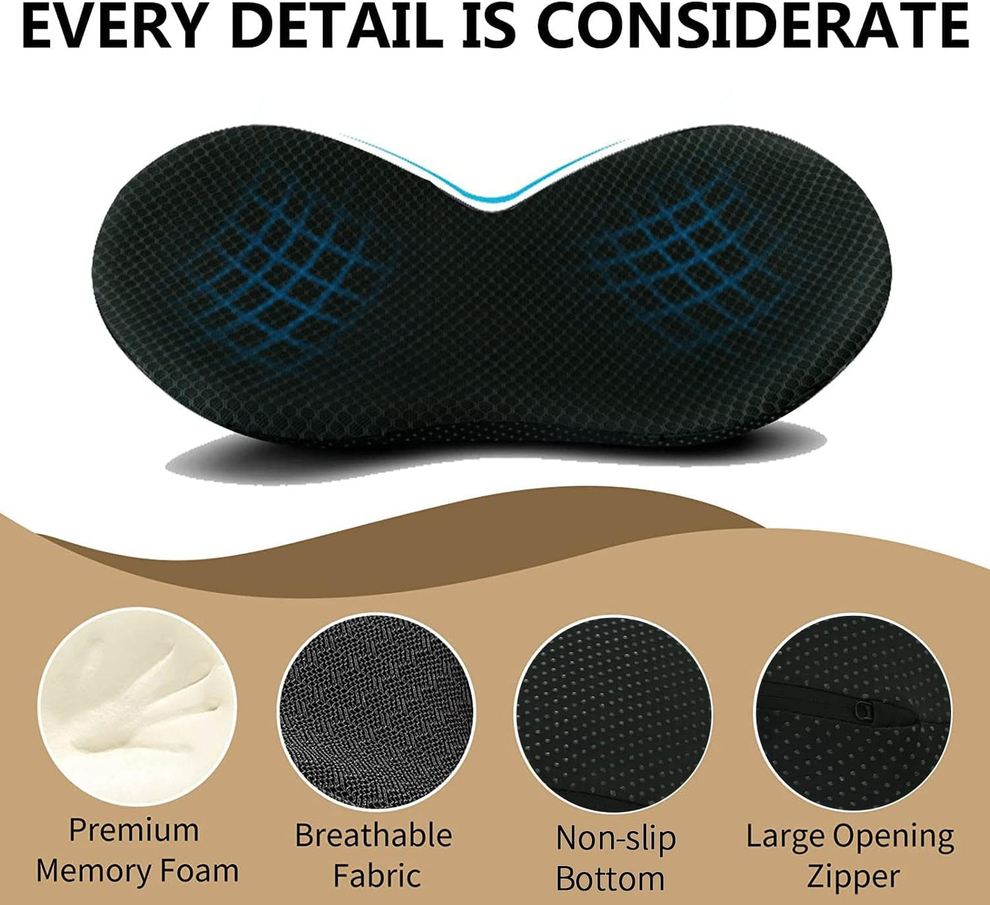 Car Seat Cushion - Memory Foam Car Seat Pad - Sciatica & Lower Back Pain Relief - Car Seat Cushions for Driving - Road Trip Essentials for Drivers(Black)