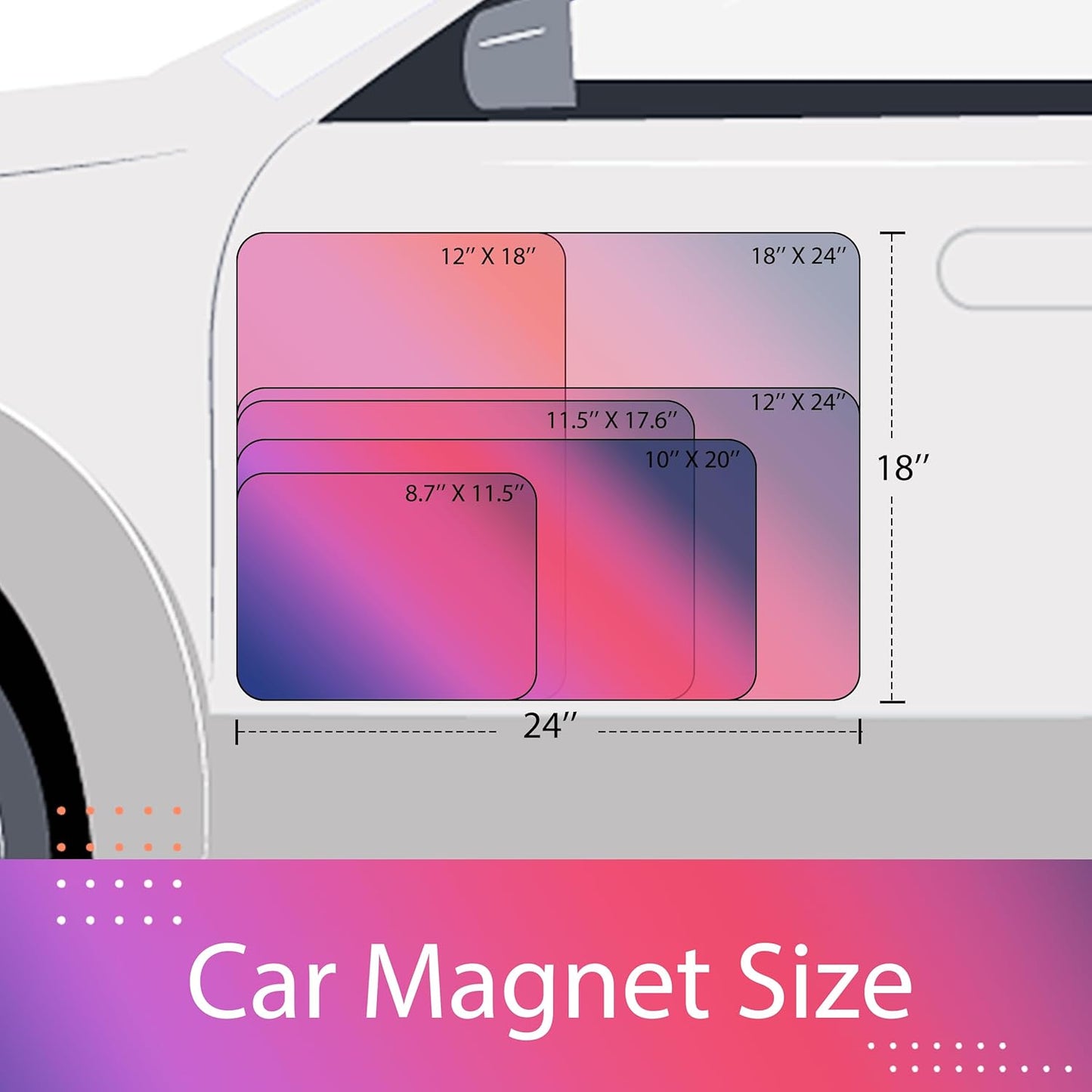 Custom Car Magnet for Business 2 Pack | Personalized Logo, Text, and Image Reflective Magnetic Signs for Vehicles | Effective Advertising Signs | Various Size | Weather-Resistant - 18x36in