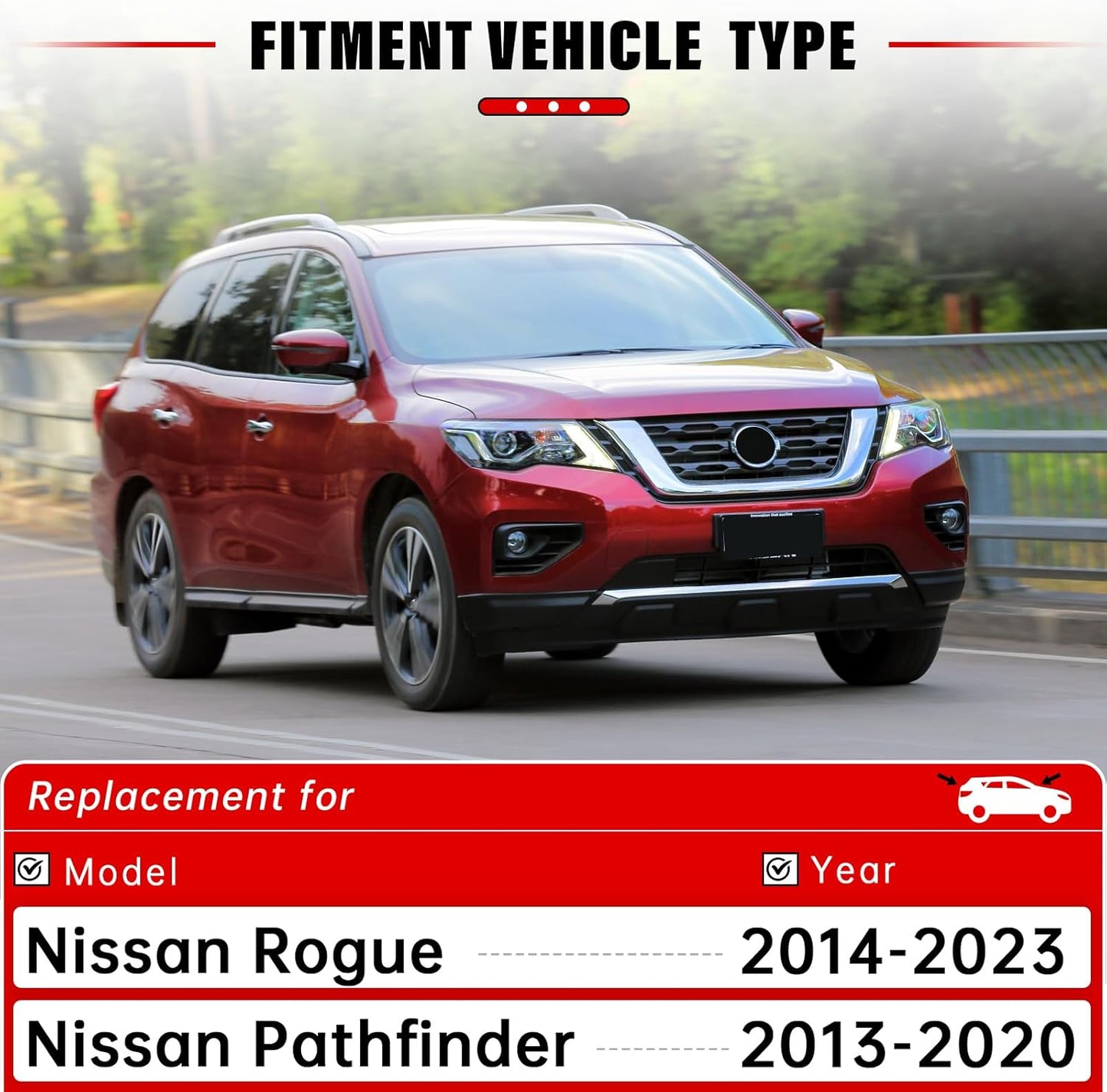 Windshield Wiper Blades Replacement for 2014-2023 Nissan Rogue / 2013-2020 Nissan Pathfinder Original Factory Quality Front Rear Wipers Blade Set for My Car - 26" 17" 12" (Pack of 3)