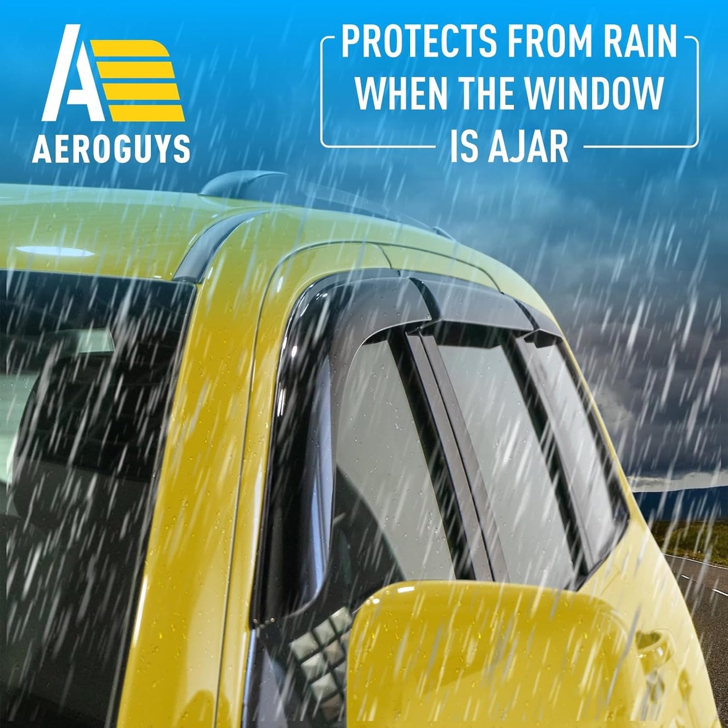 Extra Durable Window Deflectors Tape-On Window Visors Rain Guards Fit for Jeep Grand Cherokee 2011-2021, Sun Visors, Wind Vent for Shades, Exterior Car Accessories - 6pcs. AG0531