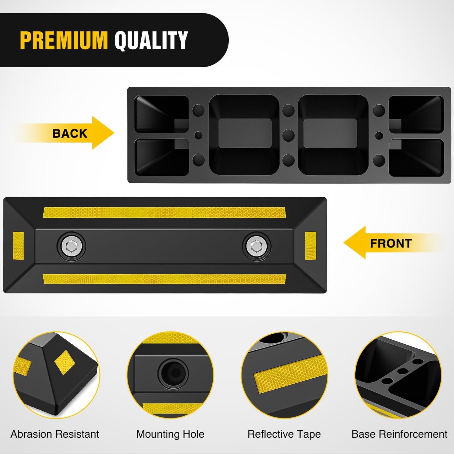 Nilight Parking Curb - Heavy Duty Rubber Garage Driveway Car Wheel Stopper Parking Aid Block Gadgets, 2-Pack