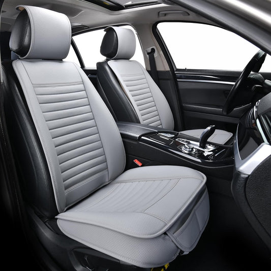 Universal Leather Car Seat Covers Full Set, Car Seat Cushion Covers Protector for Cars SUV Pick-up Truck Van Interior Accessories(Gray)