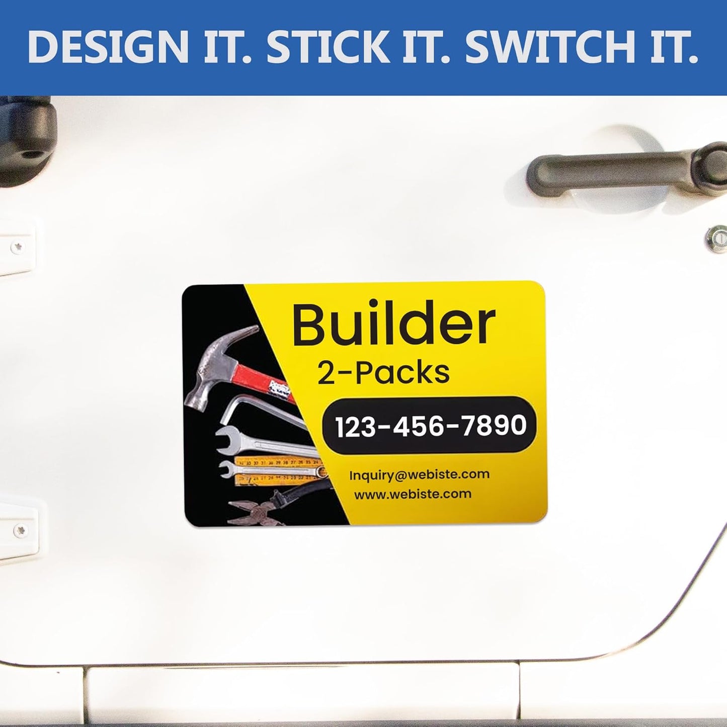 Custom Car Magnet Signs for Businesses (16"x22" Builder) 2 pk - Personalized Car Magnets for Builder, Contractor and Advertising - Advertising Magnets for Cars Door - Professionally Printed