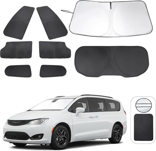 TINGLU Window Shades for Chrysler Pacifica Minivan 2017-2025 Accessories Full Windows Rear Triangular Windshield Sun Shade Sun UV Rays Privacy Protection 8PCS