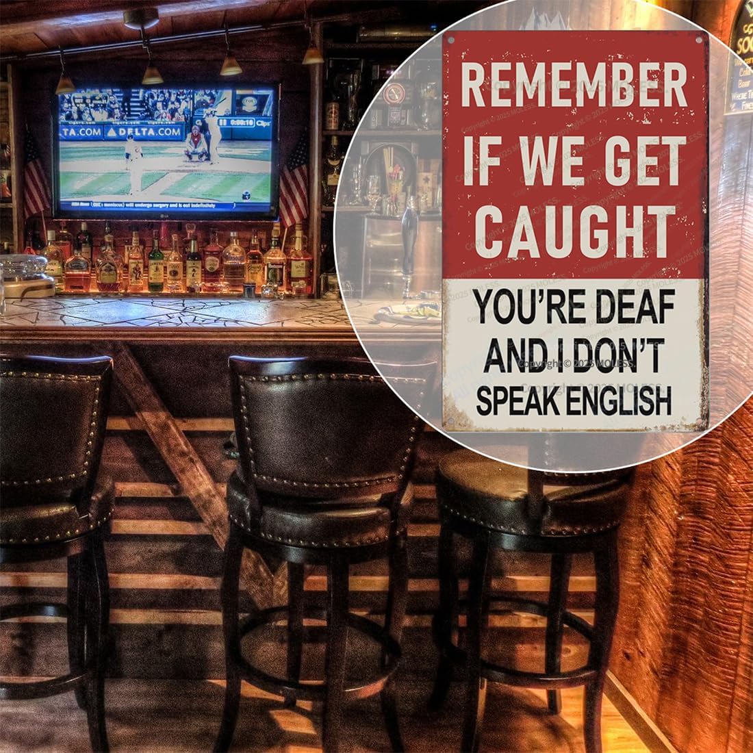 "Remember If We Get Caught" Funny Bar Sign or Man Cave Decor | 12x8″ Durable Vintage Metal Beer Signs Wall Decorations for Home Bar/Basement/Garage/Mancave, 2354