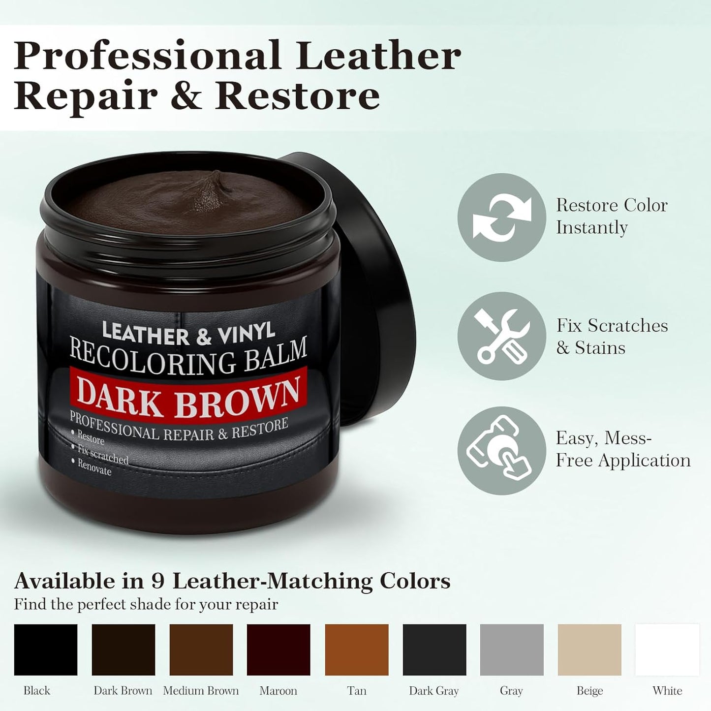 Leather Color Restorer, Leather Recoloring Balm, Scratch Remover, Leather Dye, Leather Paint, Leather Repair Kit for Furniture Couches Car Seats Shoes Bags, Maroon