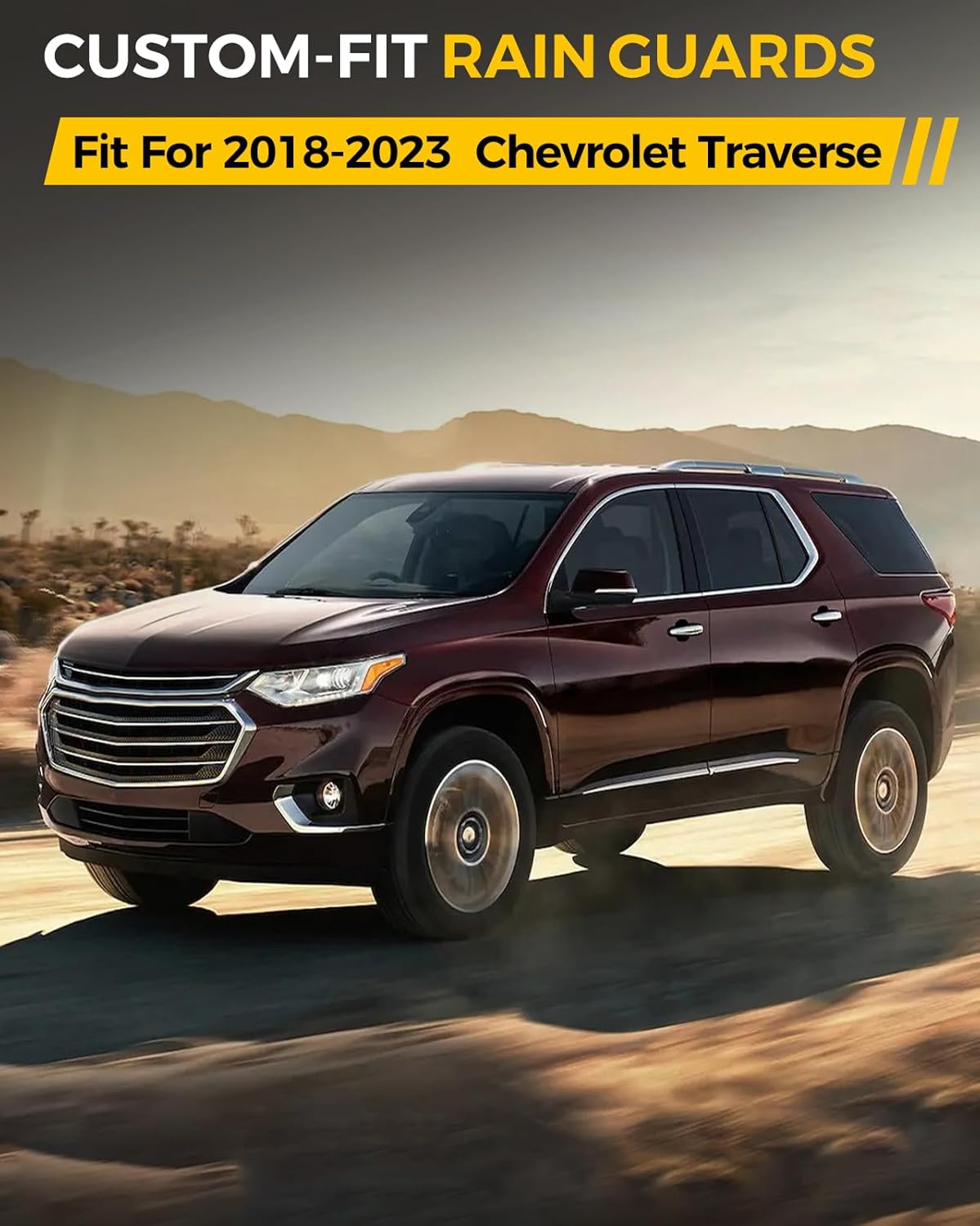 Rain Guards for Car Windows, Tape-On Window Visors Rain Guards Fit for 2018-2023 Traverse, Window Deflectors, Vent Visors for Chevy Car Accessories, 4 Pieces