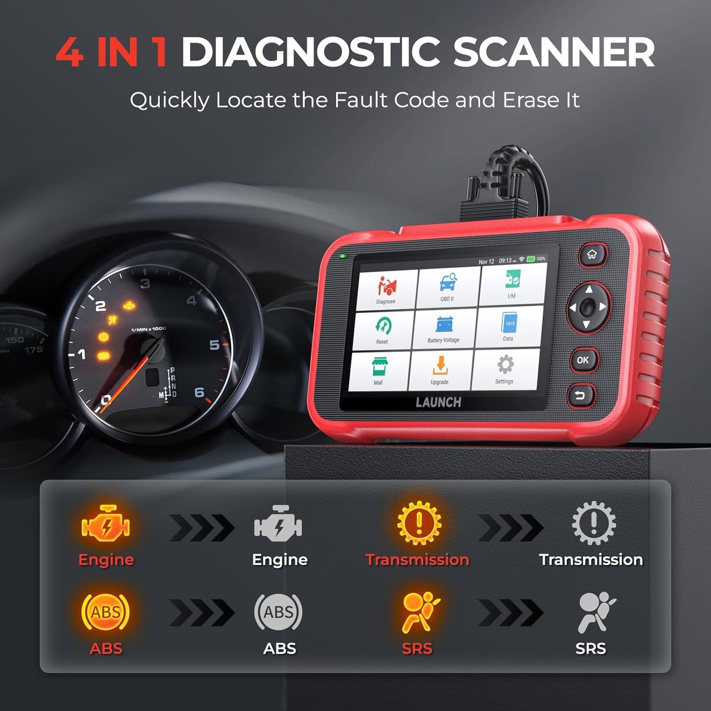 LAUNCH CRP123I V2.0 Elite OBD2 Scanner Diagnostic Tool, 2025 New Code Reader for Cars and Trucks, Engine ABS SRS Transmission Car Scanner, Lifetime Free Update, Oil/EPB/DPF/SAS/BMS Throttle Relearn