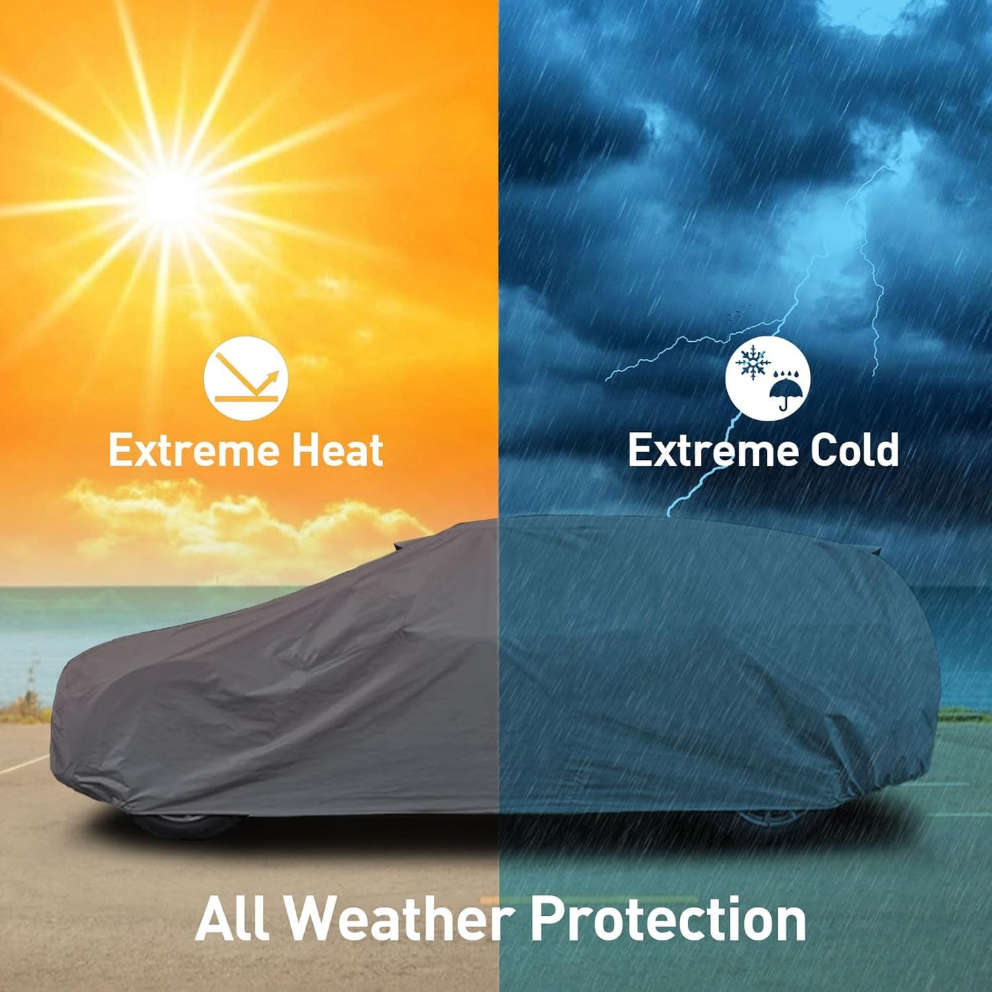 USCarCover Supreme All Weather Protection, Breathable Car Cover for Jeep CJ5 1955-1983 SUV 2-Door Upgraded Fabric Pollution, Dust, Sun, Snow, Rain