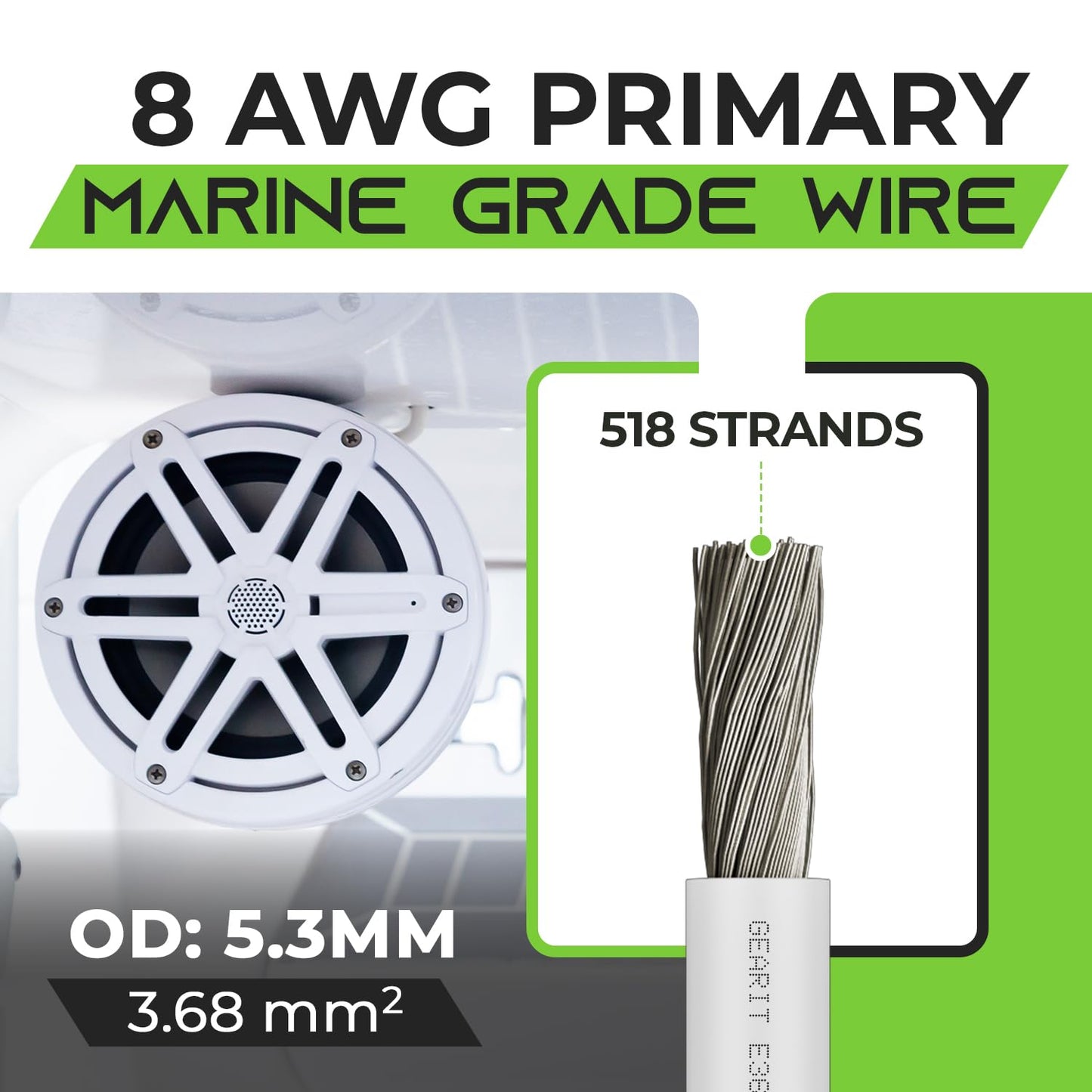 GEARit 8 Gauge Marine Electrical Primary Wire, 8 AWG (100ft) Marine Grade Tinned Copper Oxygen Free for Boat, Automotive, RV, Camper, Trailer