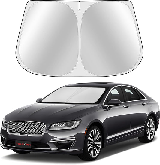 Custom Fit Windshield Sun Shade for Lincoln MKZ 2013-2020 - Full Coverage, 210T Reflective Fabric, Double-Layer Design - Blocks 99% UV Rays, Keeps Car Cool, Easy to Install and Store