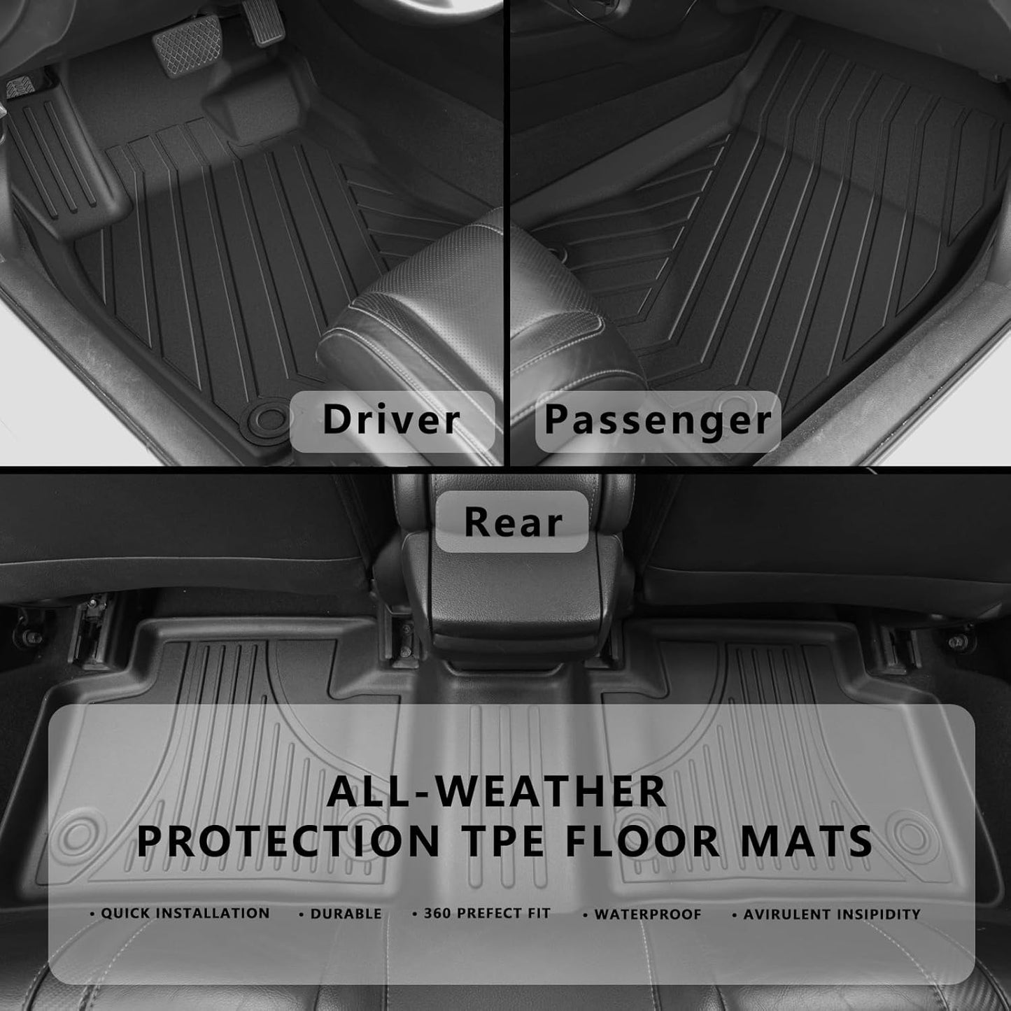 Fit for 2025 2024 2023 2022 Honda Civic Sedan Si Floor Mats & Cargo Liner: All Weather Protection TPE Car Floor Liners with Trunk Mat - 1st & 2nd Row & Cargo Car Mat Full Set Black (Not for Hatchback)